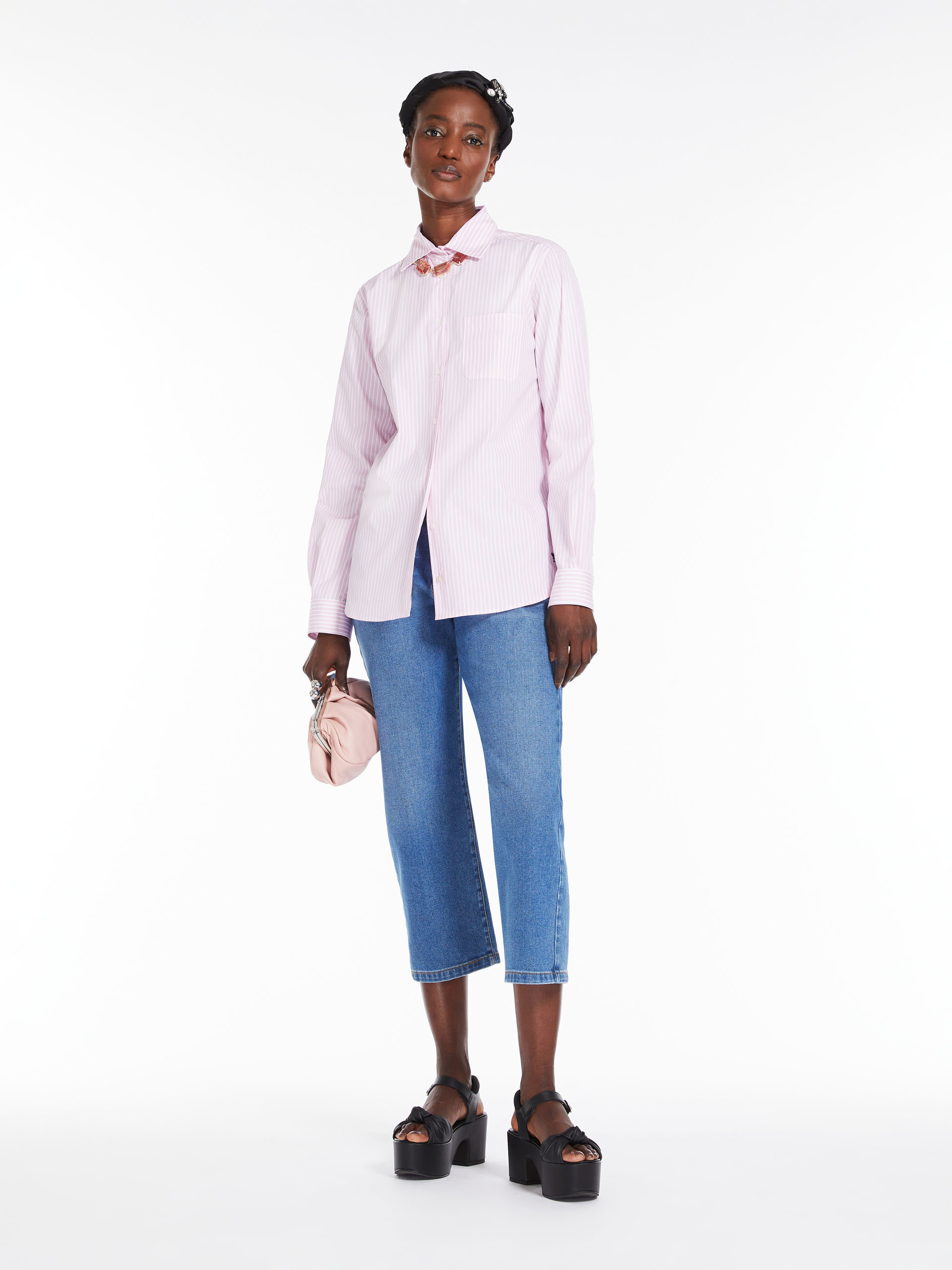 MAX MARA - Shirt in cotton poplin - PINK - MAX MARA SALE