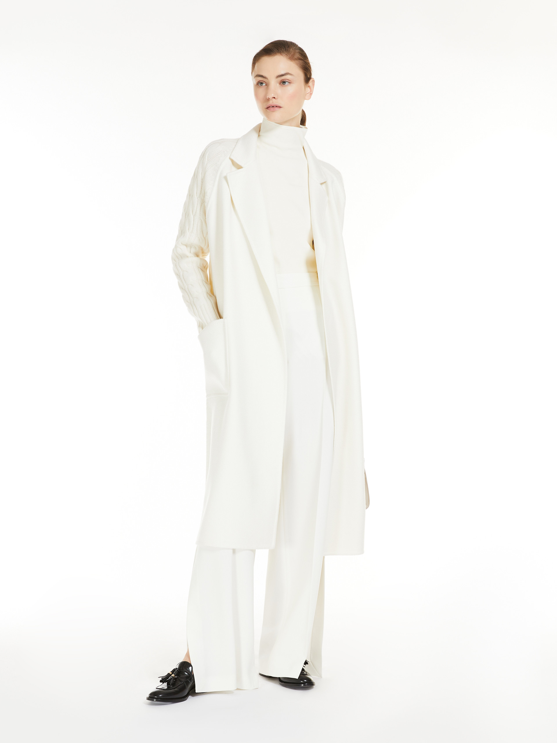 MAX MARA - Cashmere and wool robe coat - WHITE - MAX MARA SALE