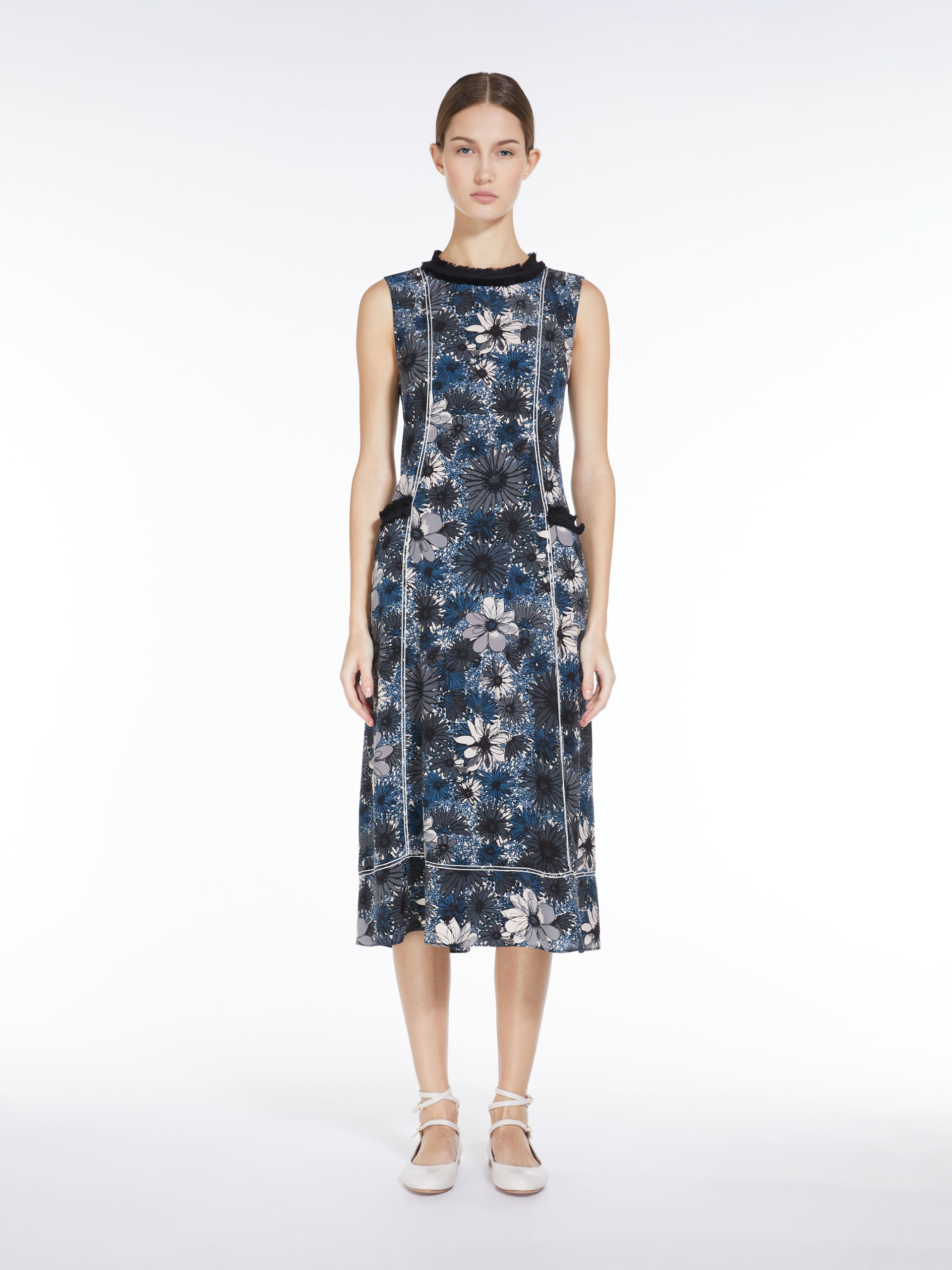 MAX MARA - Printed crepe de chine dress - LIGHT BLUE - MAX MARA SALE
