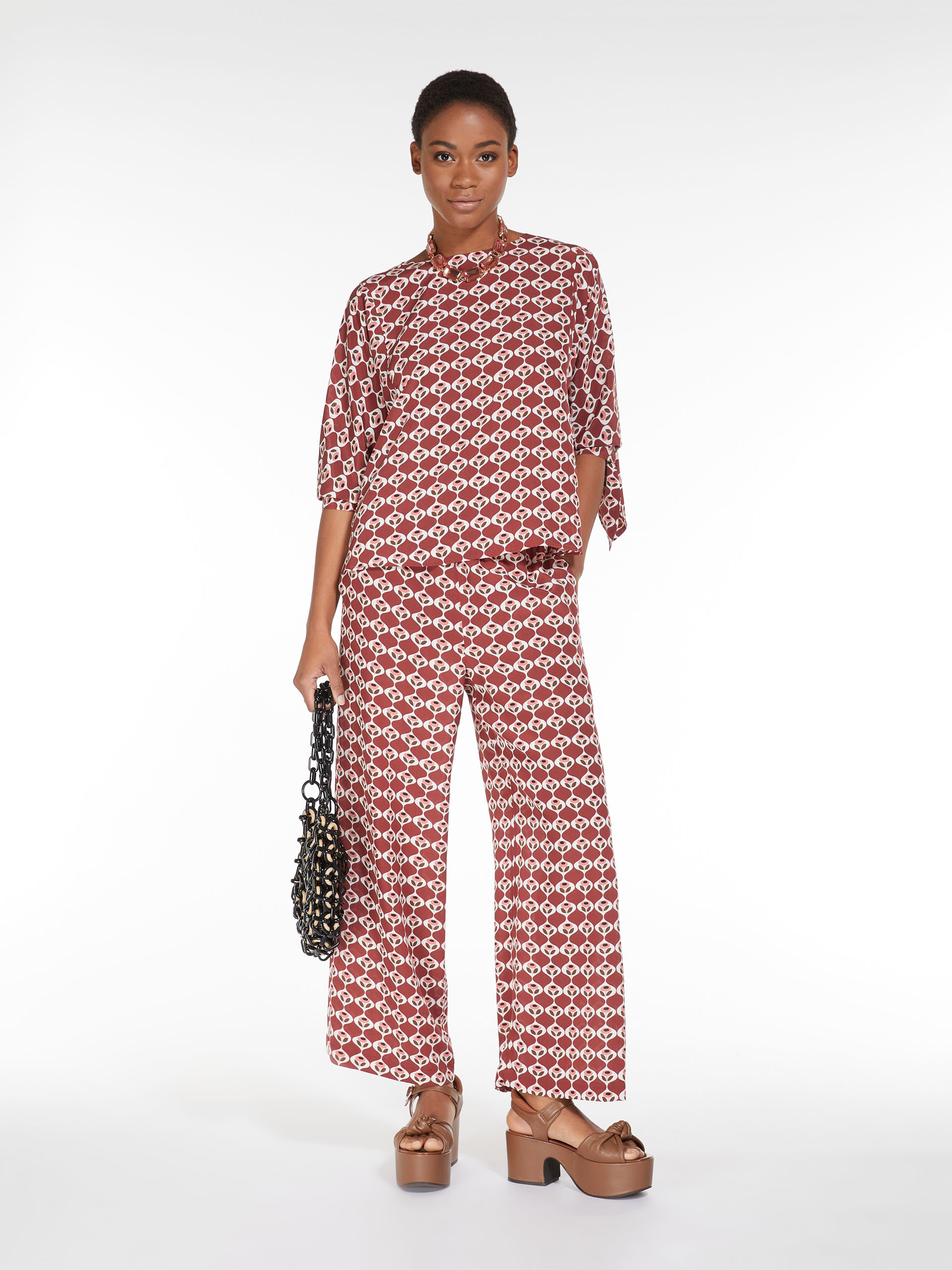 MAX MARA - Printed silk blouse - RUST - MAX MARA SALE