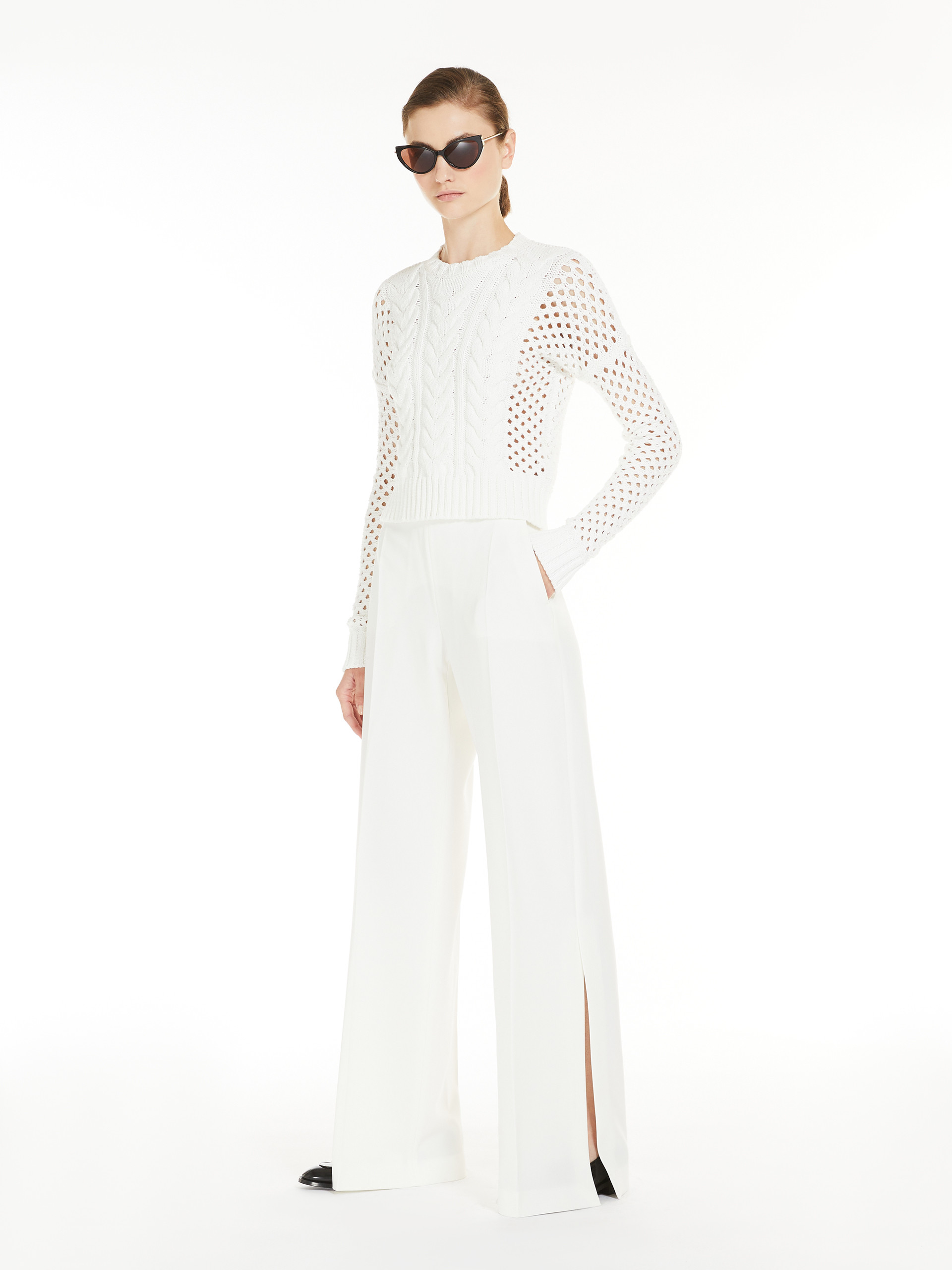 MAX MARA - Cable knit cotton jumper - SILK - MAX MARA SALE