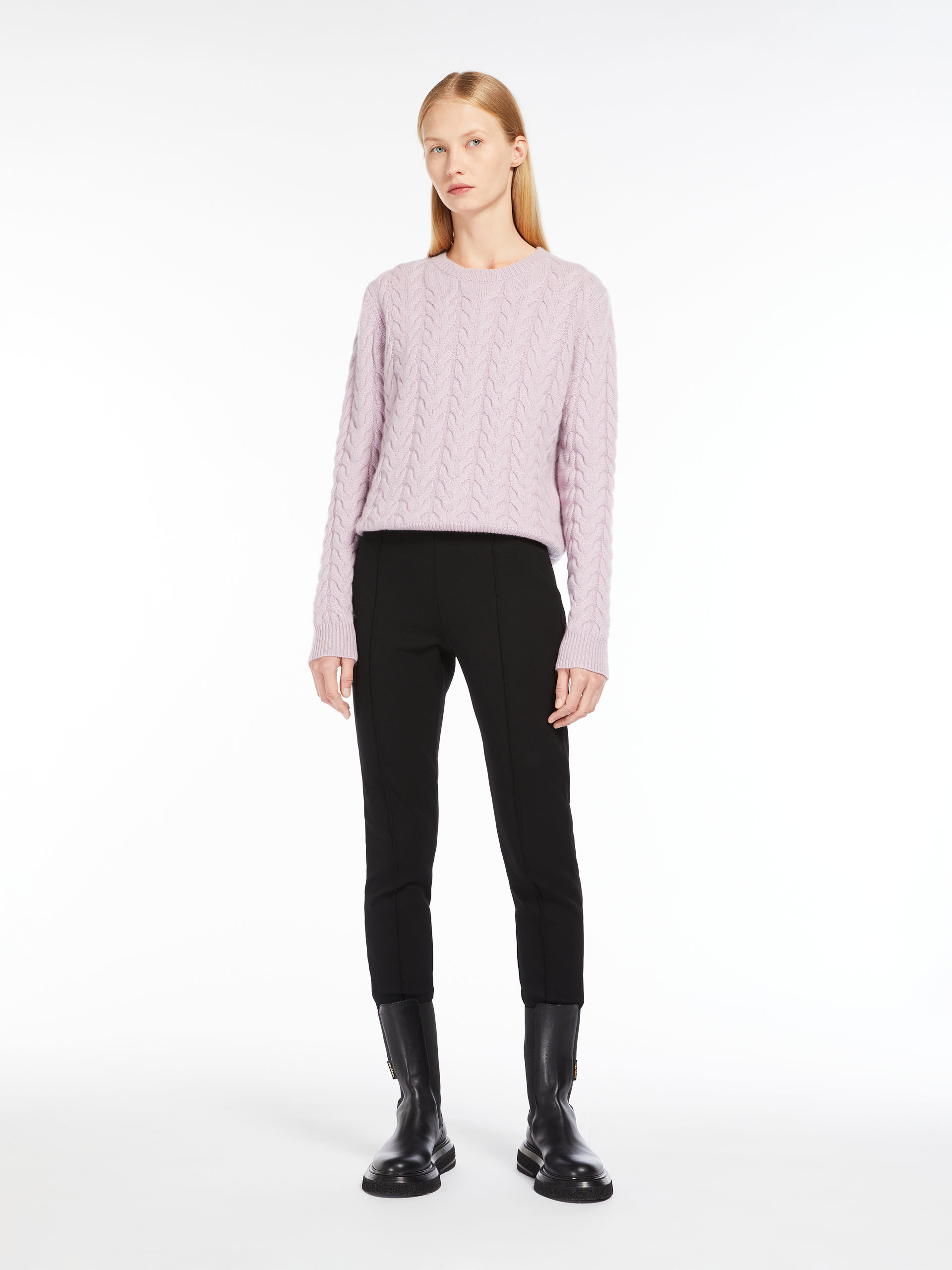 MAX MARA - Cable knit cashmere jumper - LILAC - MAX MARA SALE