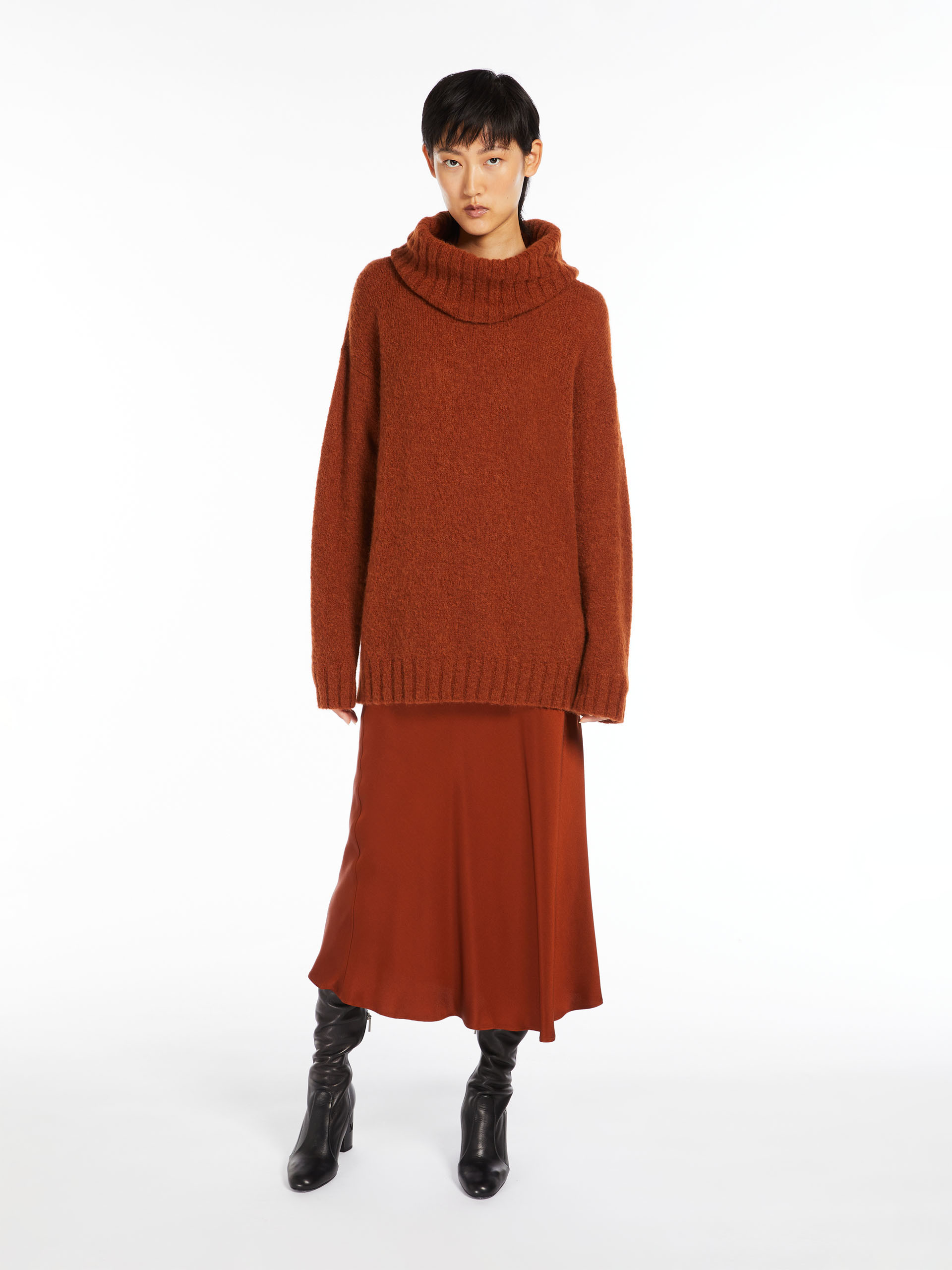 MAX MARA - Oversized alpaca and mohair yarn jumper - TERRA COTTA - MAX MARA SALE