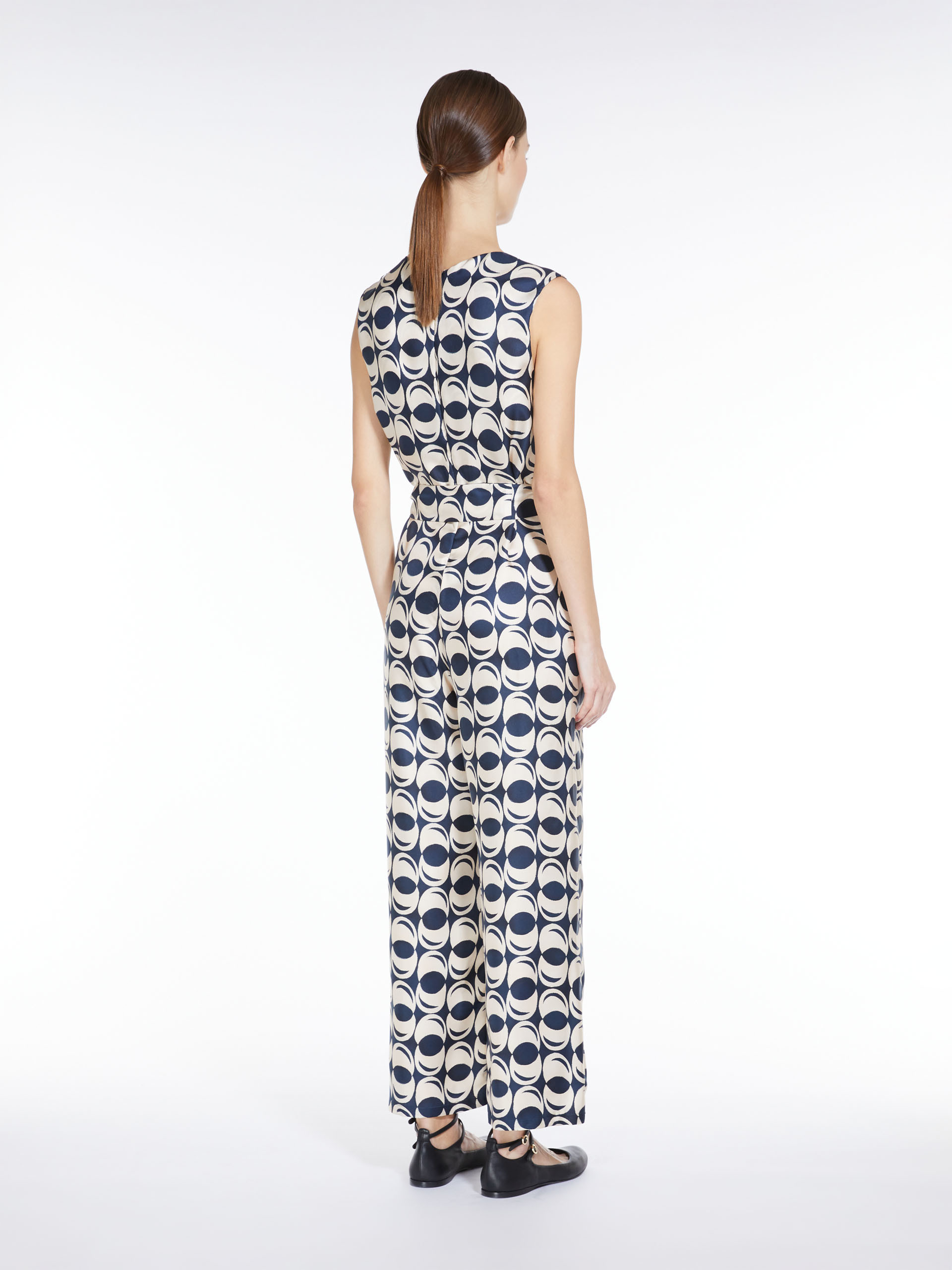 MAX MARA - Printed silk twill jumpsuit - NAVY - MAX MARA SALE