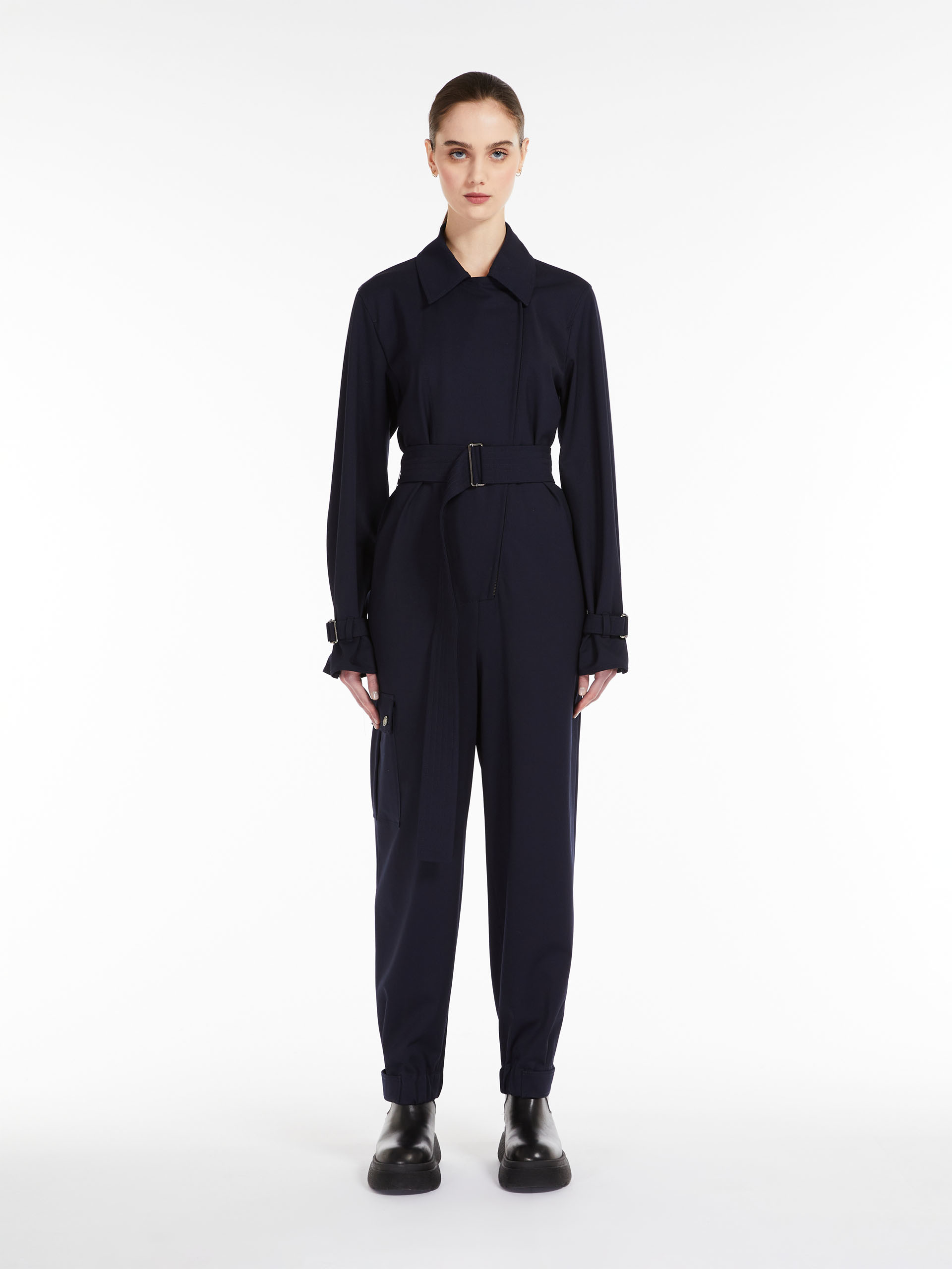 MAX MARA - Wool gabardine jumpsuit - ULTRAMARINE - MAX MARA SALE