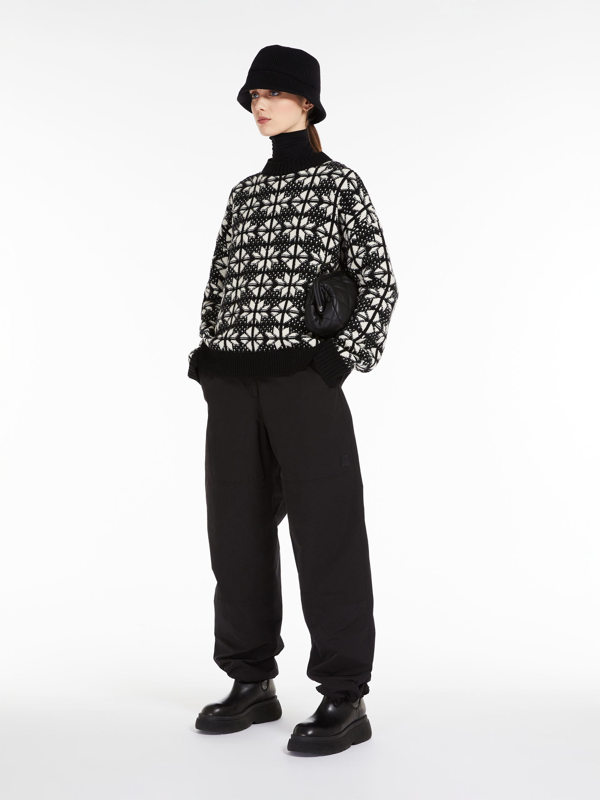 MAX MARA - Jacquard wool yarn sweater - BLACK - MAX MARA SALE