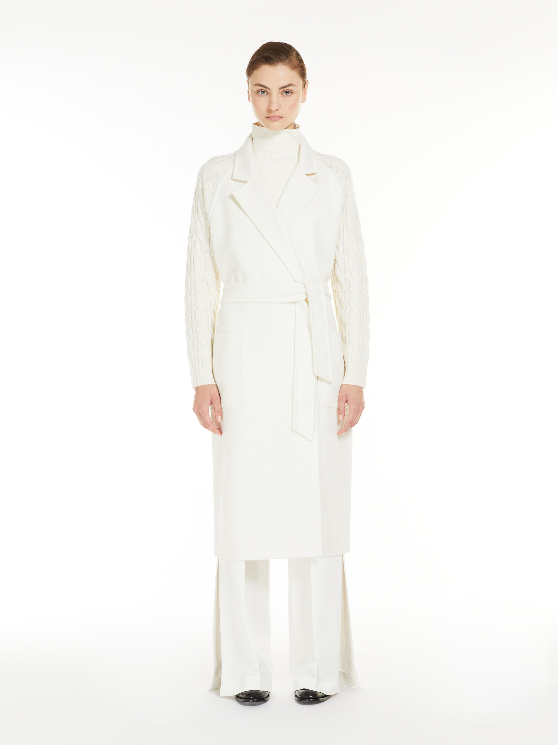 MAX MARA - Cashmere and wool robe coat - WHITE - MAX MARA SALE