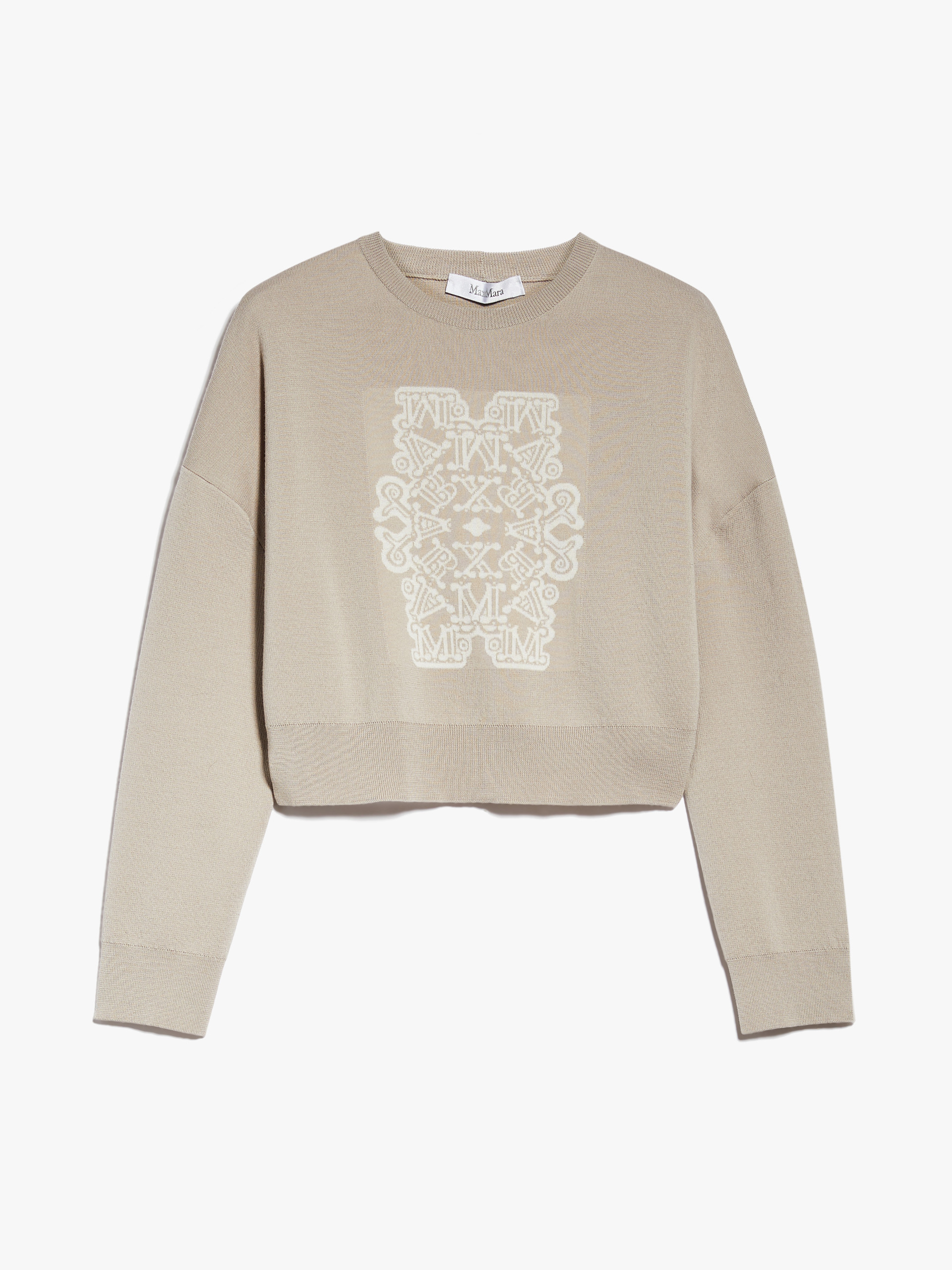 MAX MARA - Cropped jumper in jacquard wool - SAND - MAX MARA SALE