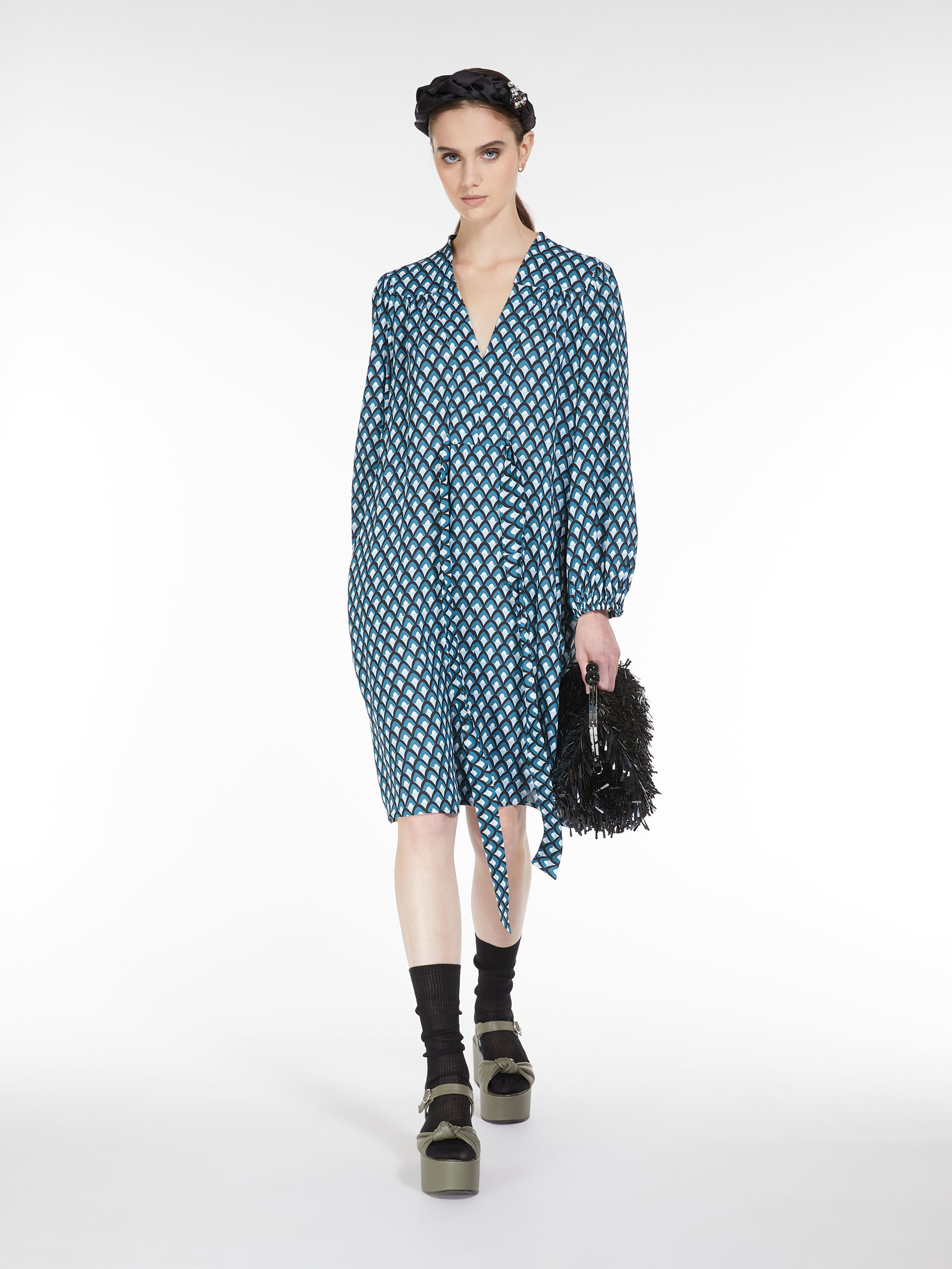 MAX MARA - Short dress in georgette - OIL - MAX MARA SALE