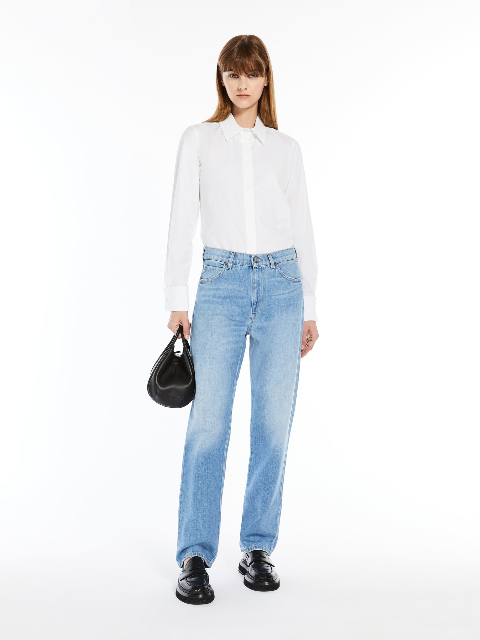 MAX MARA - Men’s-style cotton crepe shirt - OPTICAL WHITE - MAX MARA SALE