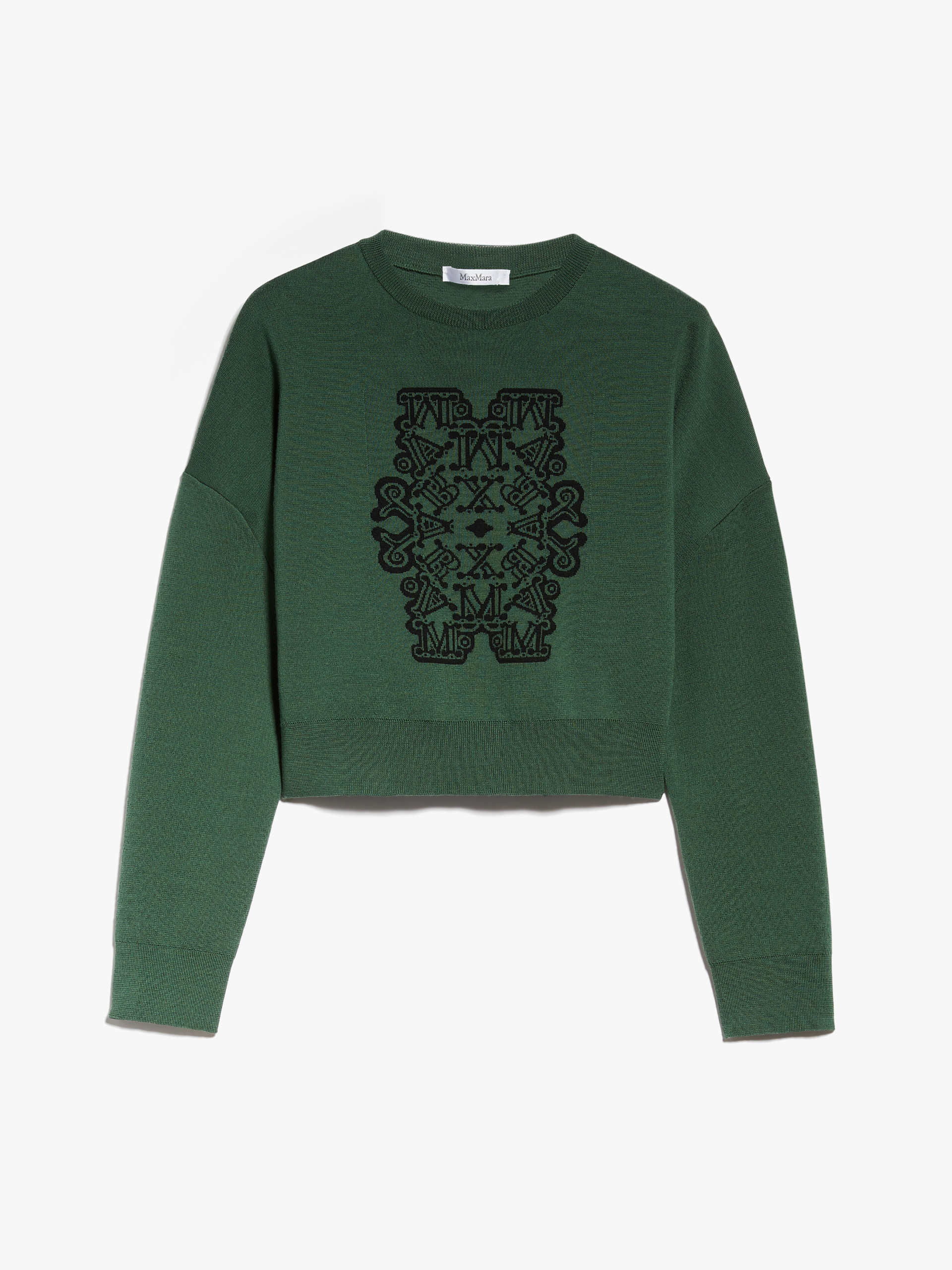 MAX MARA - Cropped jumper in jacquard wool - GREEN - MAX MARA SALE