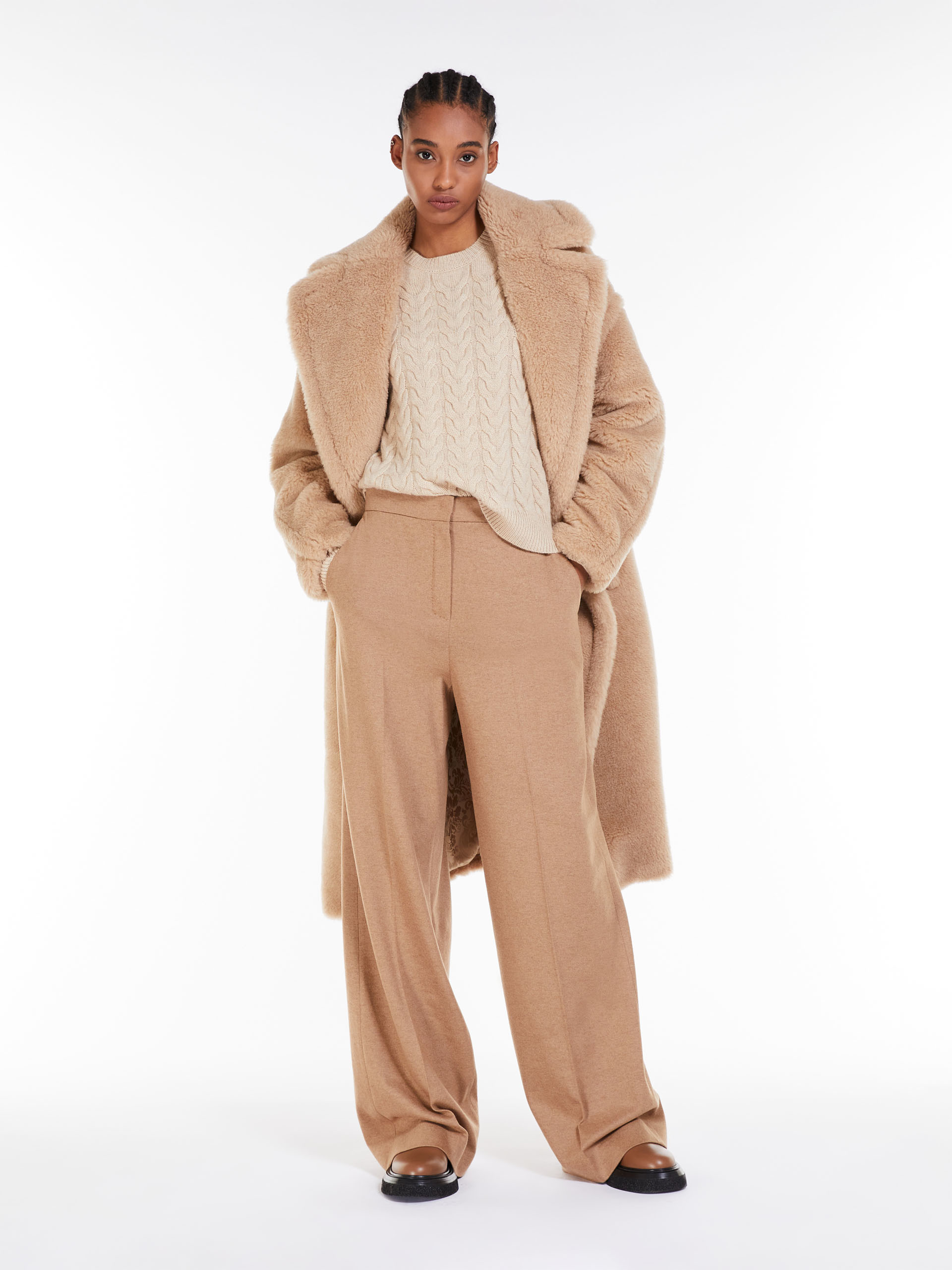 MAX MARA - Cable knit cashmere jumper - HONEY - MAX MARA SALE