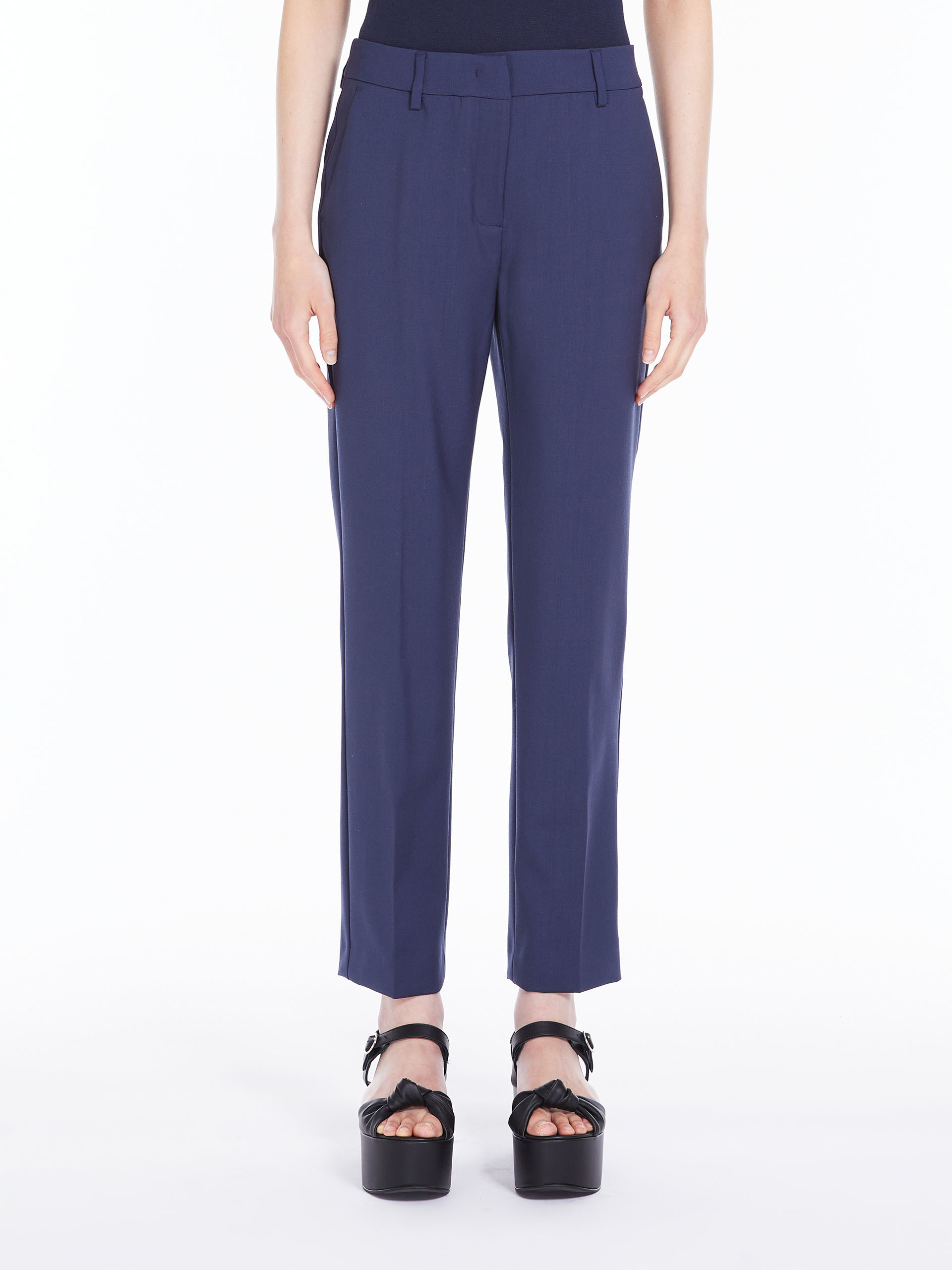MAX MARA - Wool cigarette-cut trousers - NAVY - MAX MARA SALE