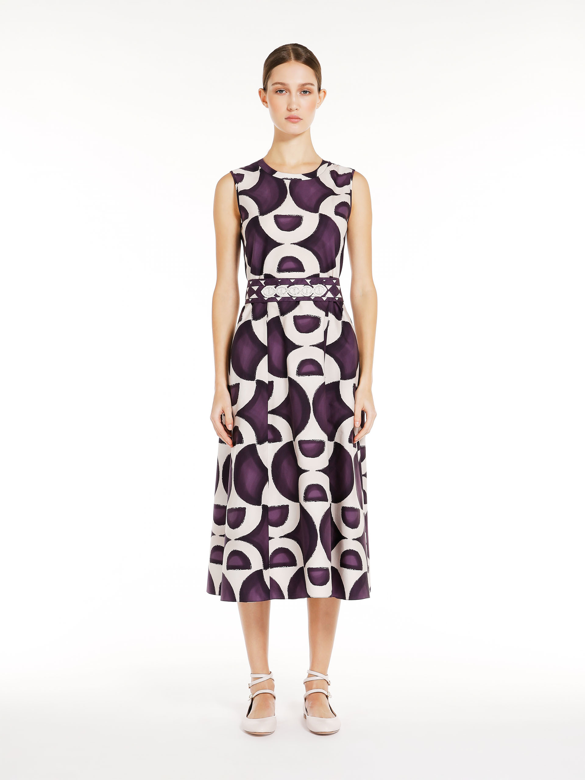 MAX MARA - Printed poplin dress - DARK VIOLET - MAX MARA SALE