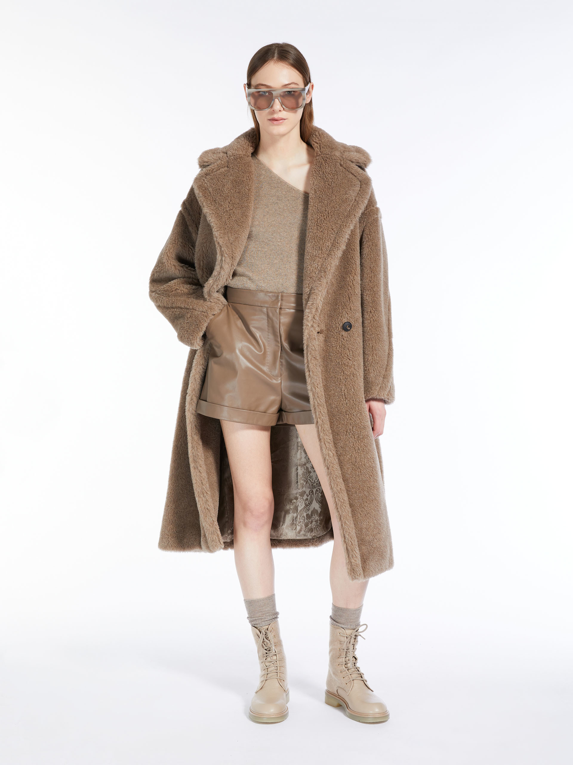 MAX MARA - Teddy Bear Icon Coat in alpaca and cashmere - SAND - MAX MARA SALE