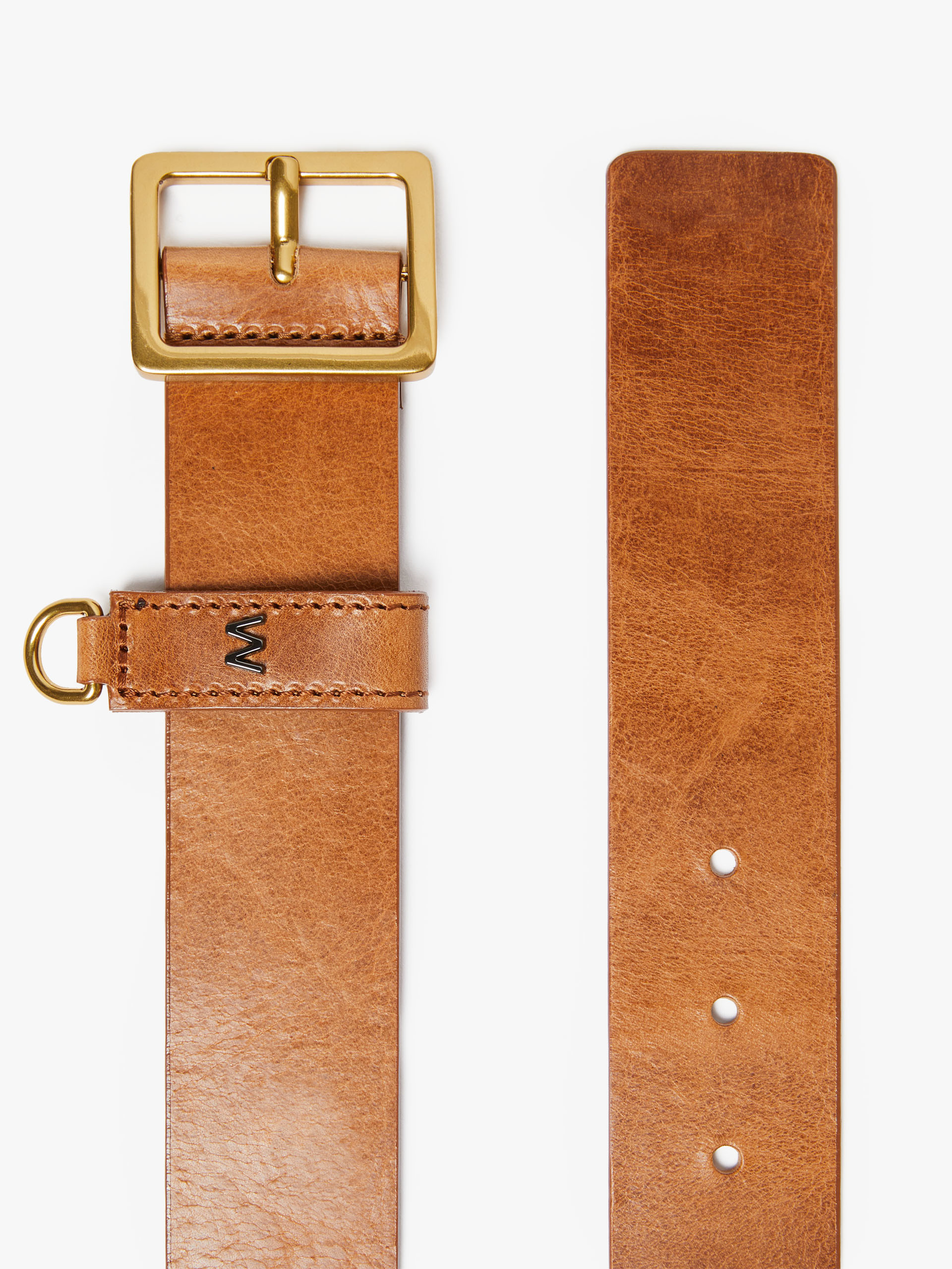 MAX MARA - Leather belt -TOBACCO - MAX MARA SALE