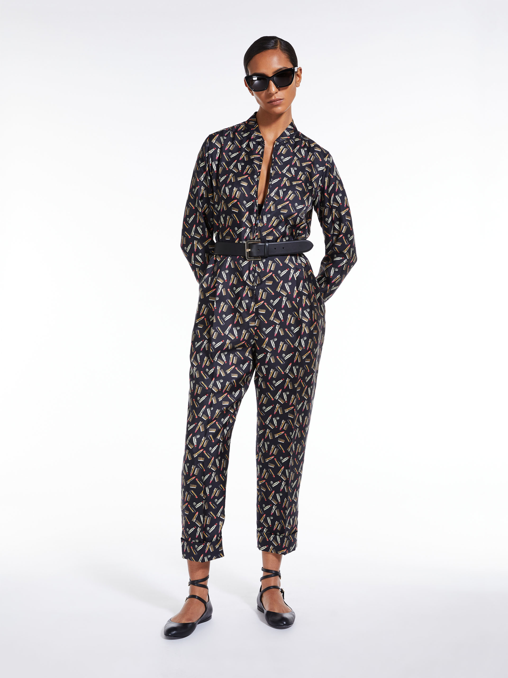 MAX MARA - Printed silk twill jumpsuit - BLACK - MAX MARA SALE