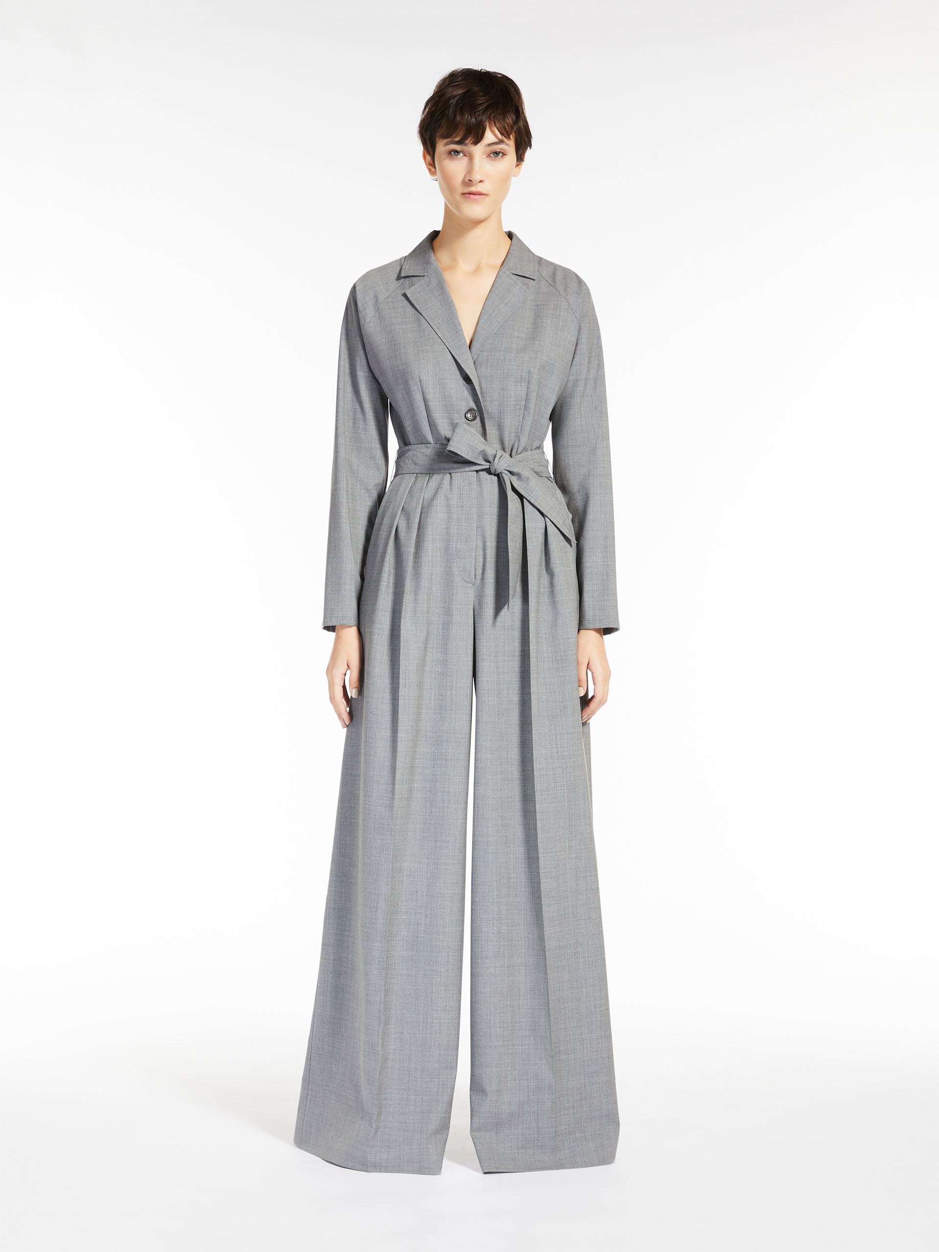 MAX MARA - Wool shirt-style jumpsuit - MEDIUM GREY - MAX MARA SALE