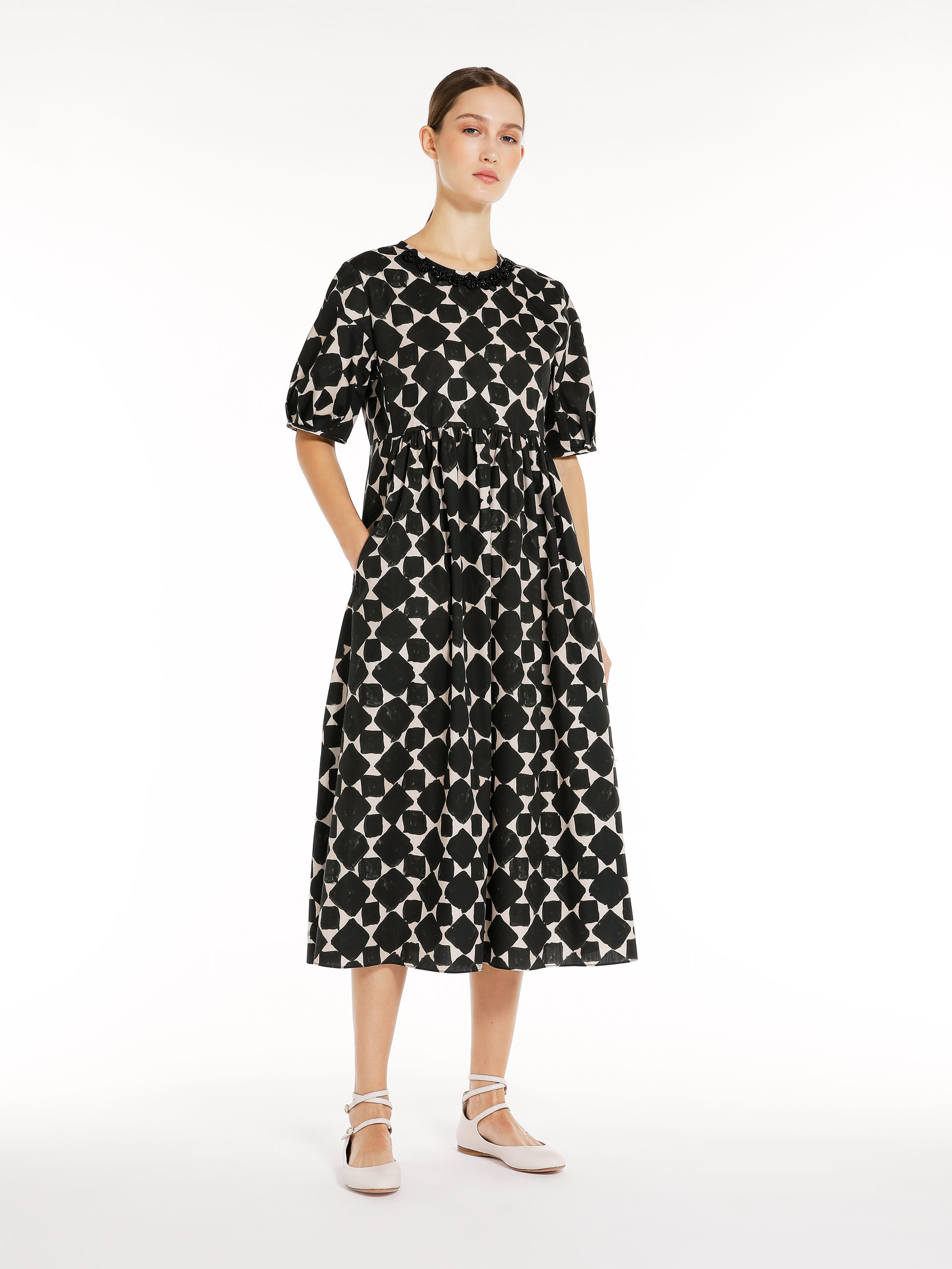 MAX MARA - Printed poplin dress - DARK GREEN - MAX MARA SALE