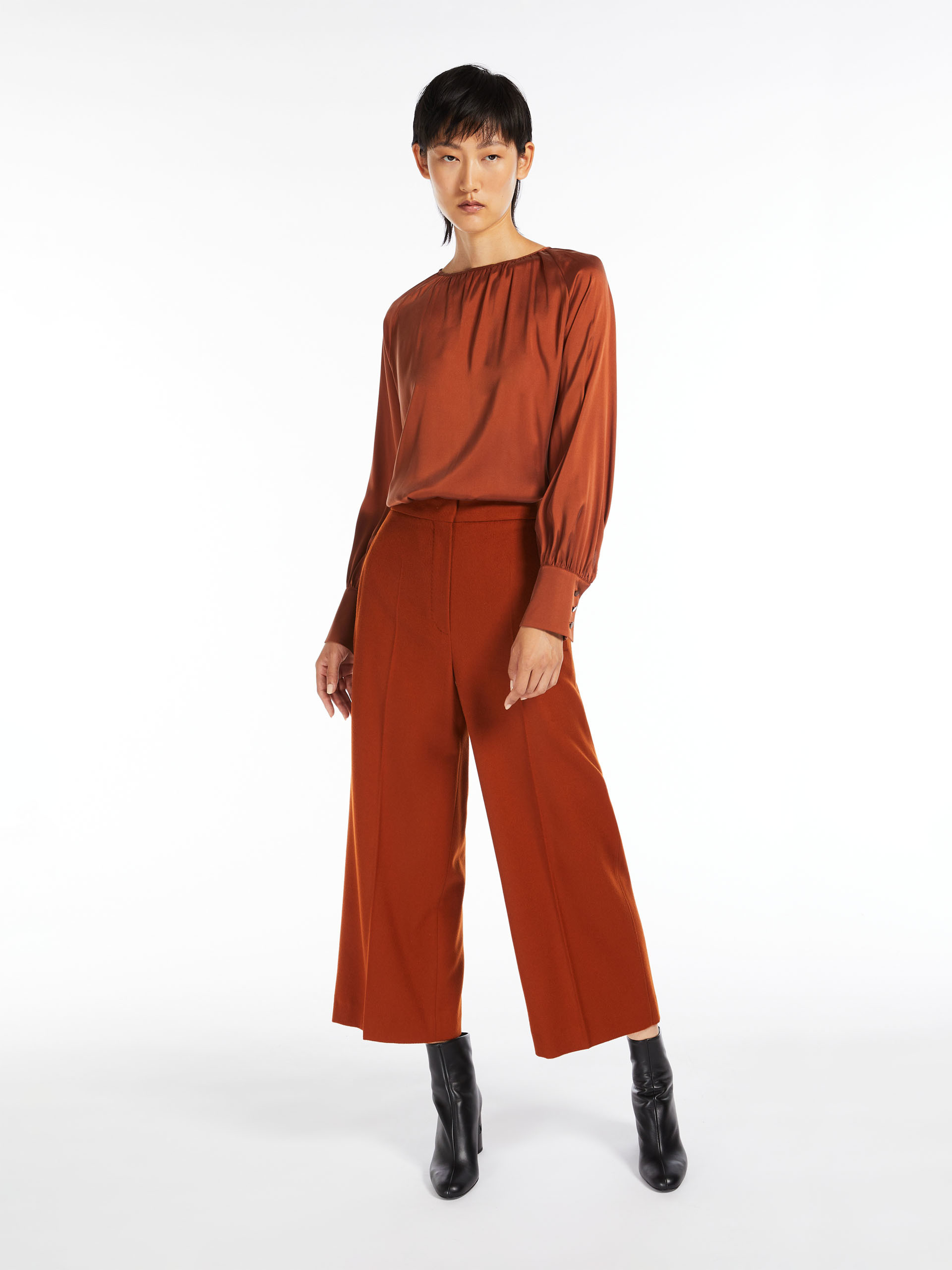 MAX MARA - Silk satin blouse - ORANGE - MAX MARA SALE