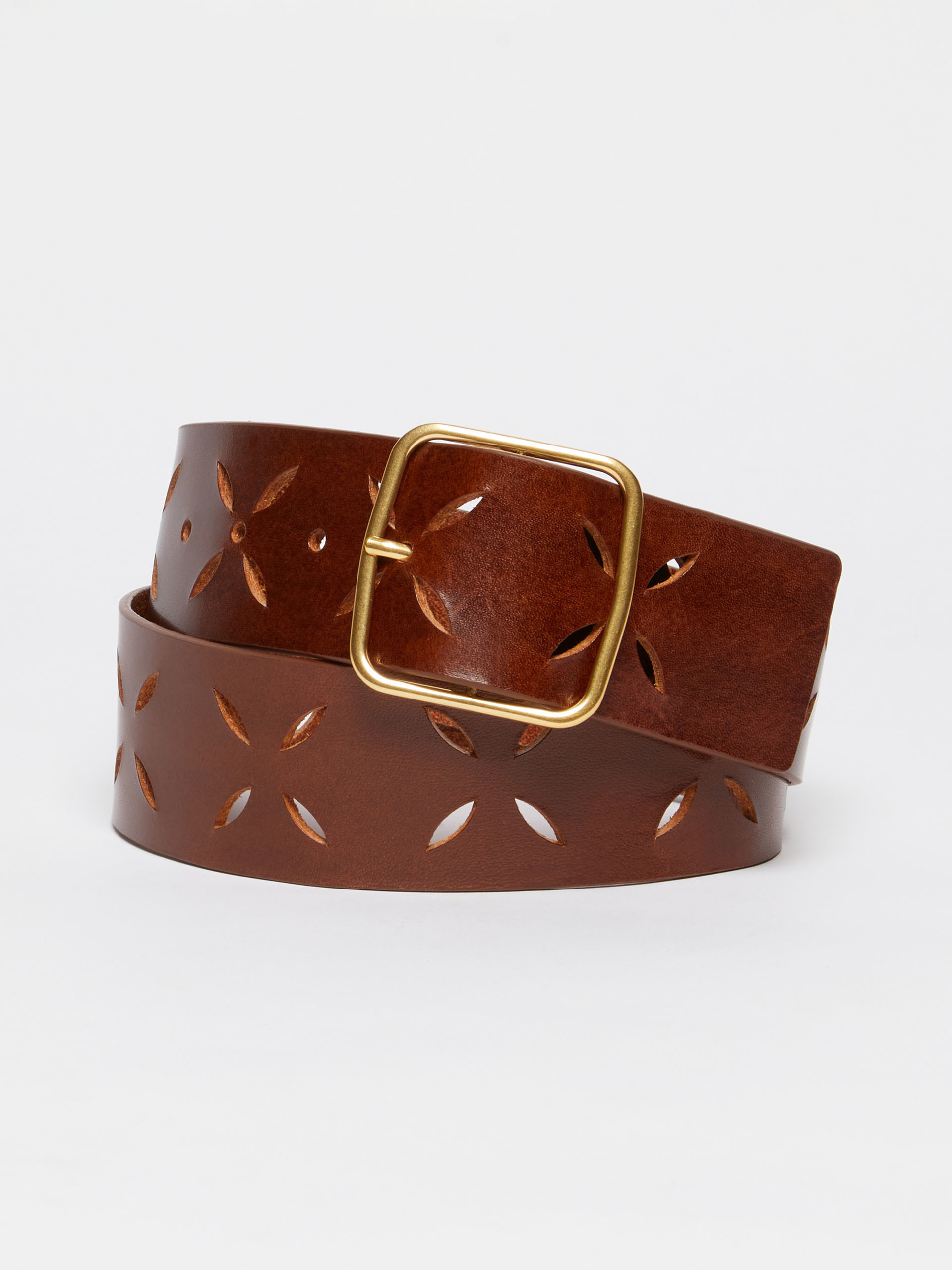 MAX MARA - Laser-cut leather belt - TOBACCO - MAX MARA SALE