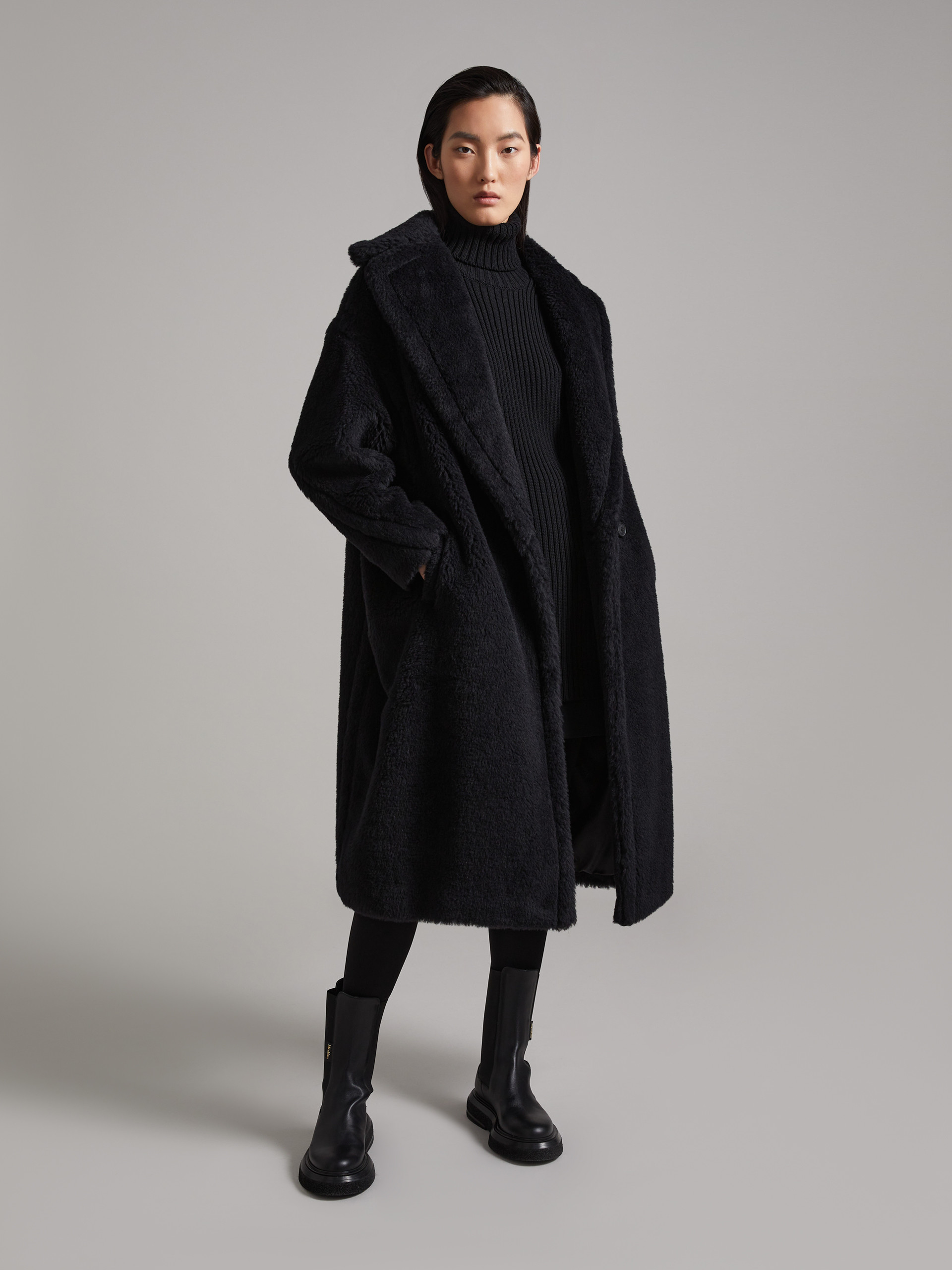 MAX MARA Teddy Bear Icon Coat - BLACK - MAX MARA SALE