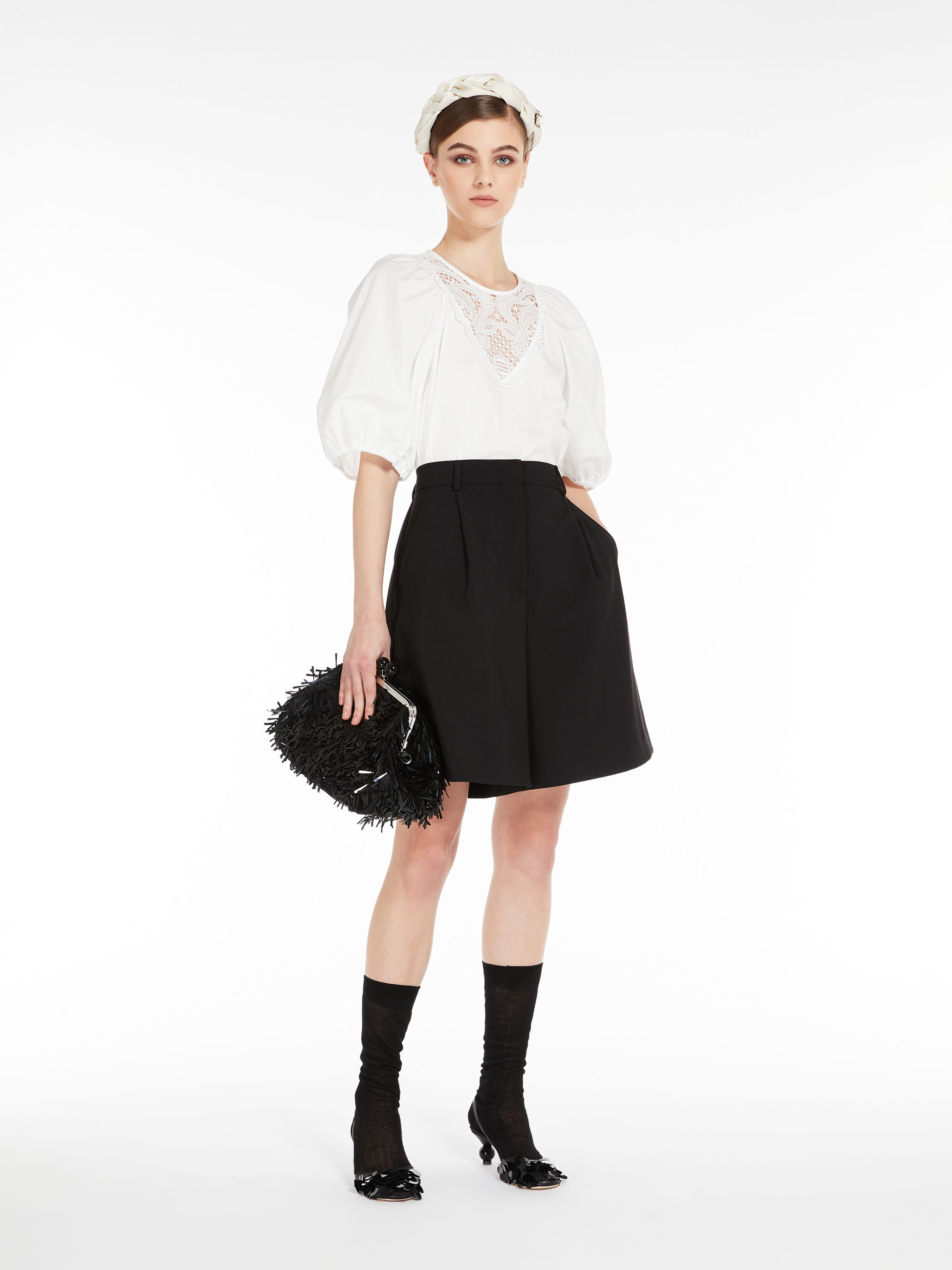 MAX MARA - Poplin blouse with embroidery - OPTICAL WHITE - MAX MARA SALE