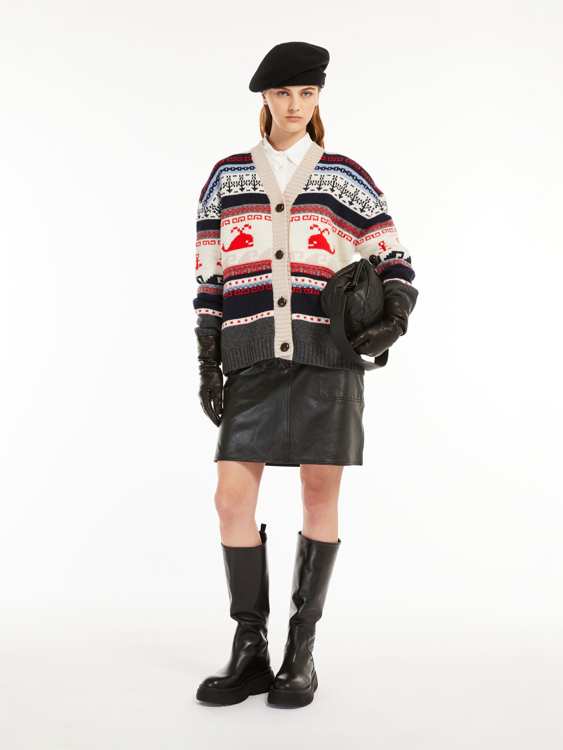 MAX MARA - Wool jacquard cardigan - BEIGE - MAX MARA SALE