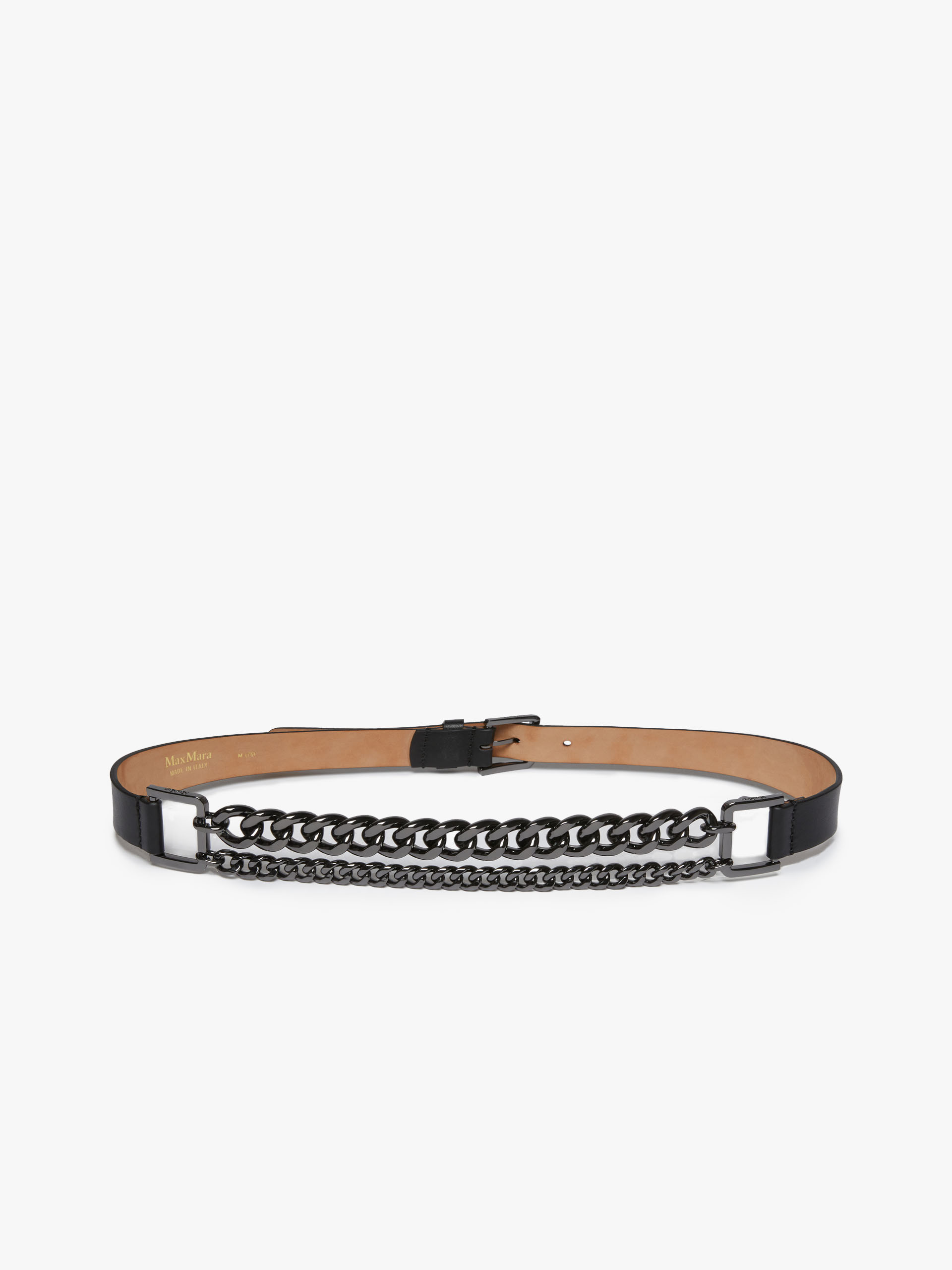 MAX MARA - Chain-embellished leather belt - BLACK - MAX MARA SALE