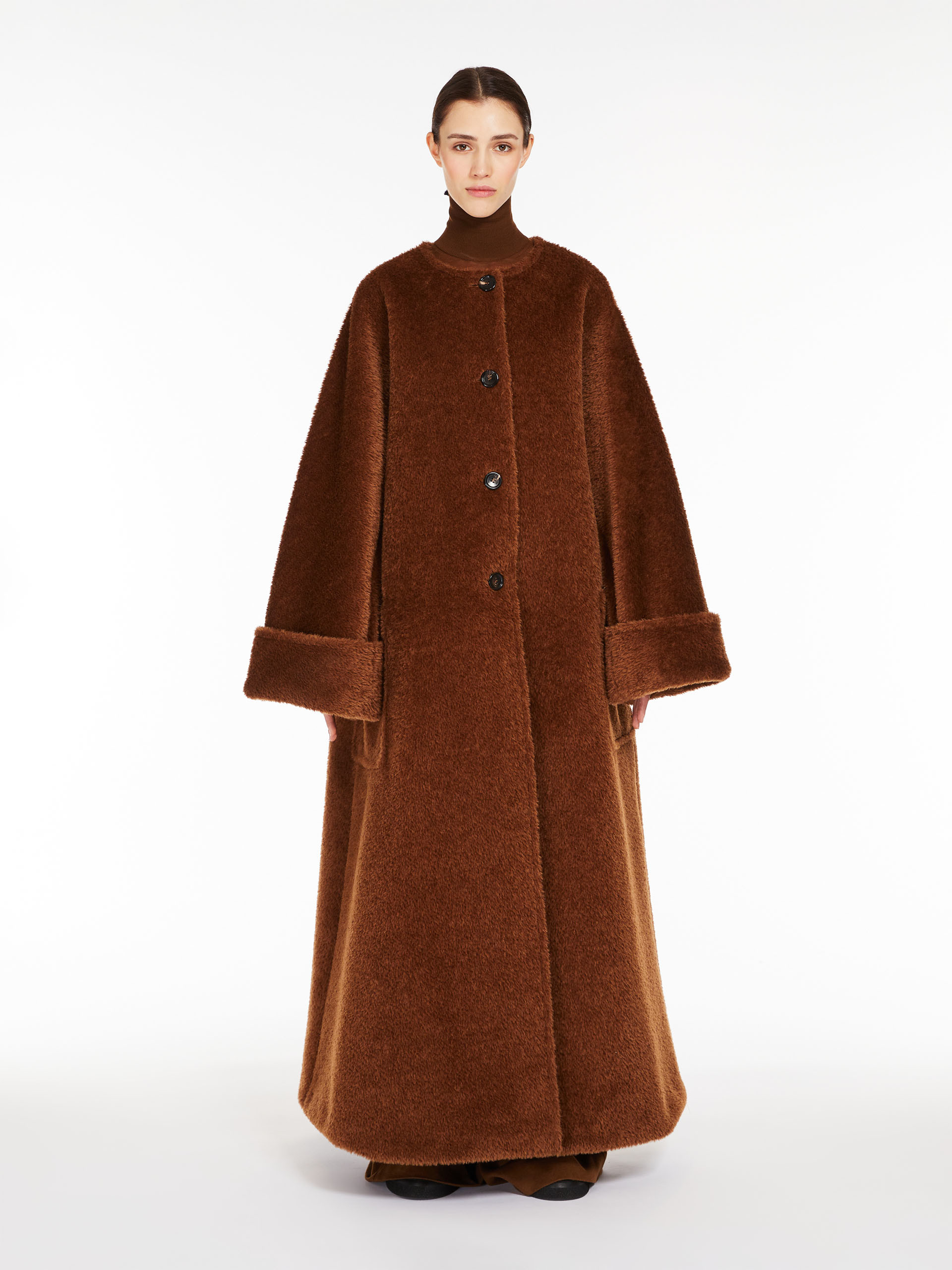 MAX MARA - Oversized alpaca and wool coat - TOBACCO - MAX MARA SALE