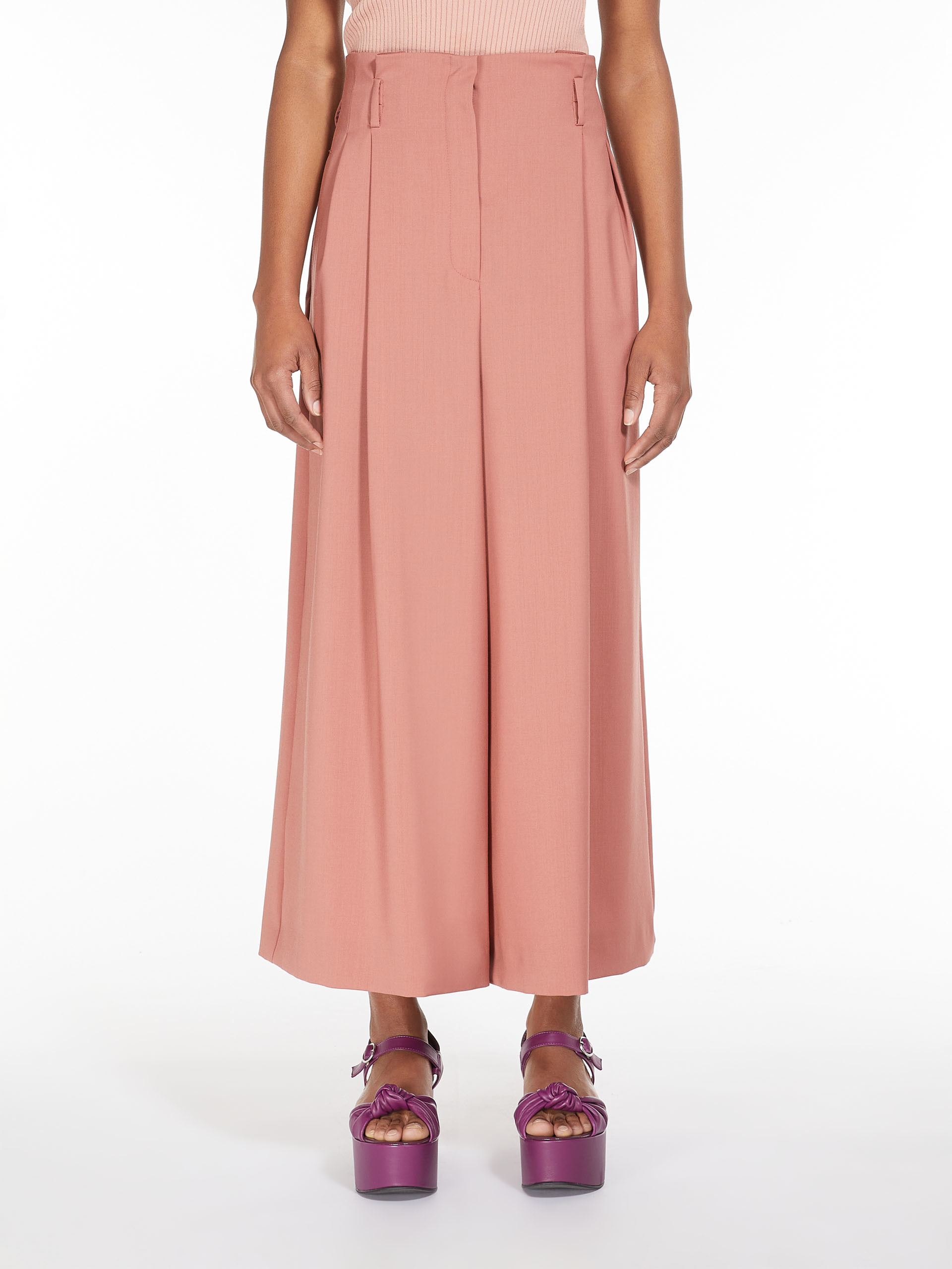 MAX MARA - Cropped trousers in stretch wool - TERRA COTTA - MAX MARA SALE