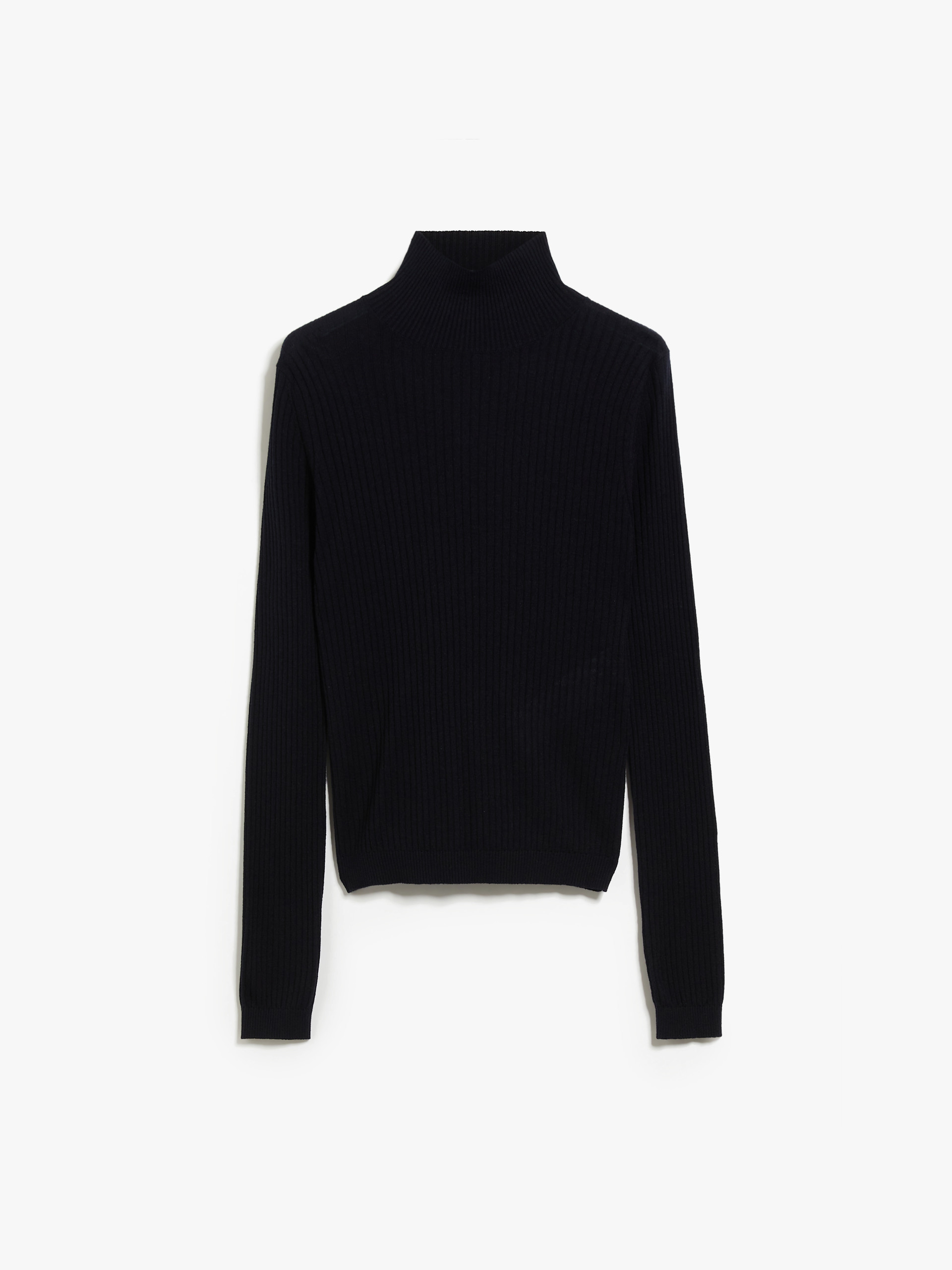 MAX MARA - Rib-knit wool and silk polo-neck sweater - NAVY - MAX MARA SALE