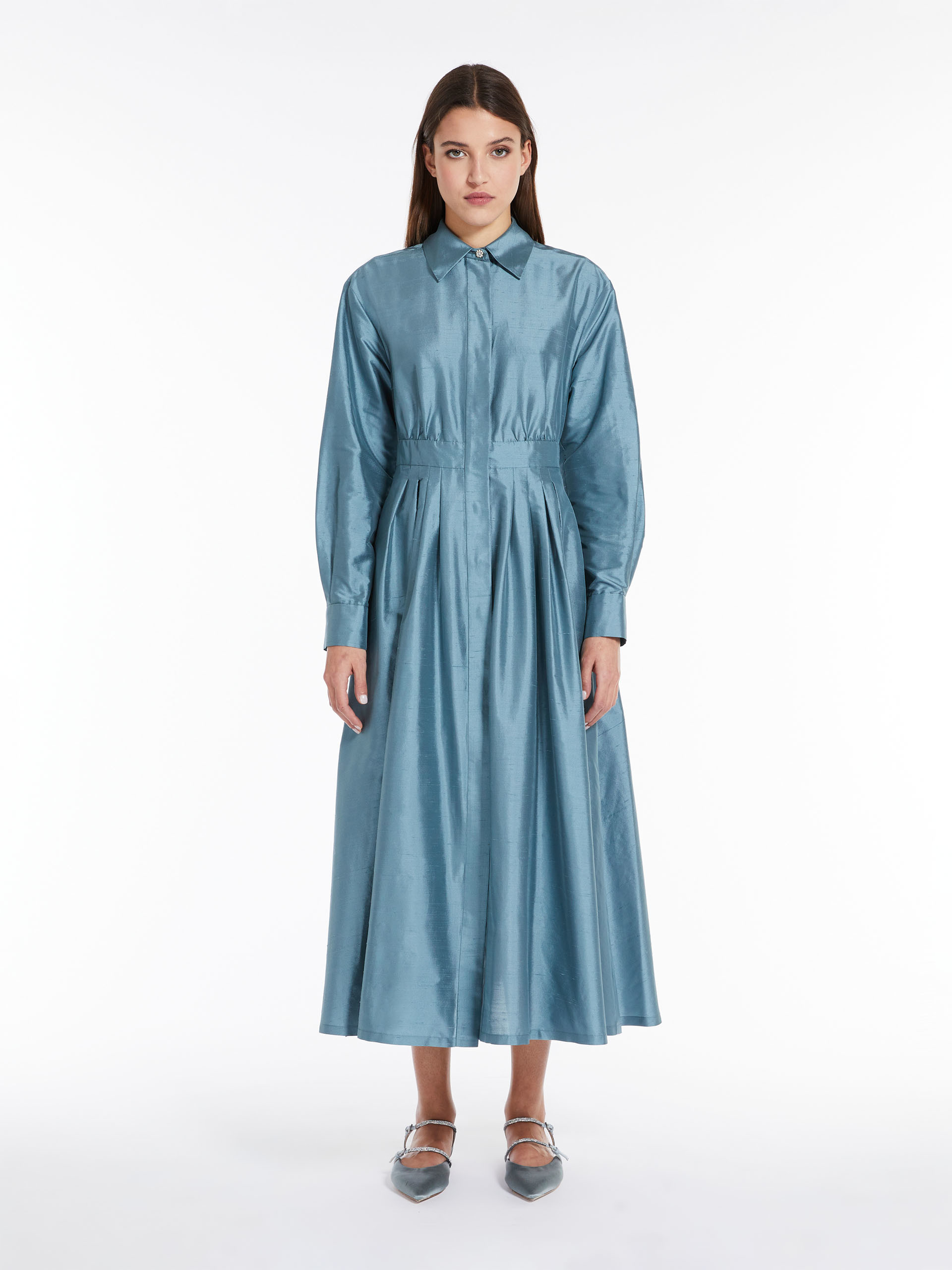 MAX MARA - Shantung shirt dress - LIGHT BLUE - MAX MARA SALE