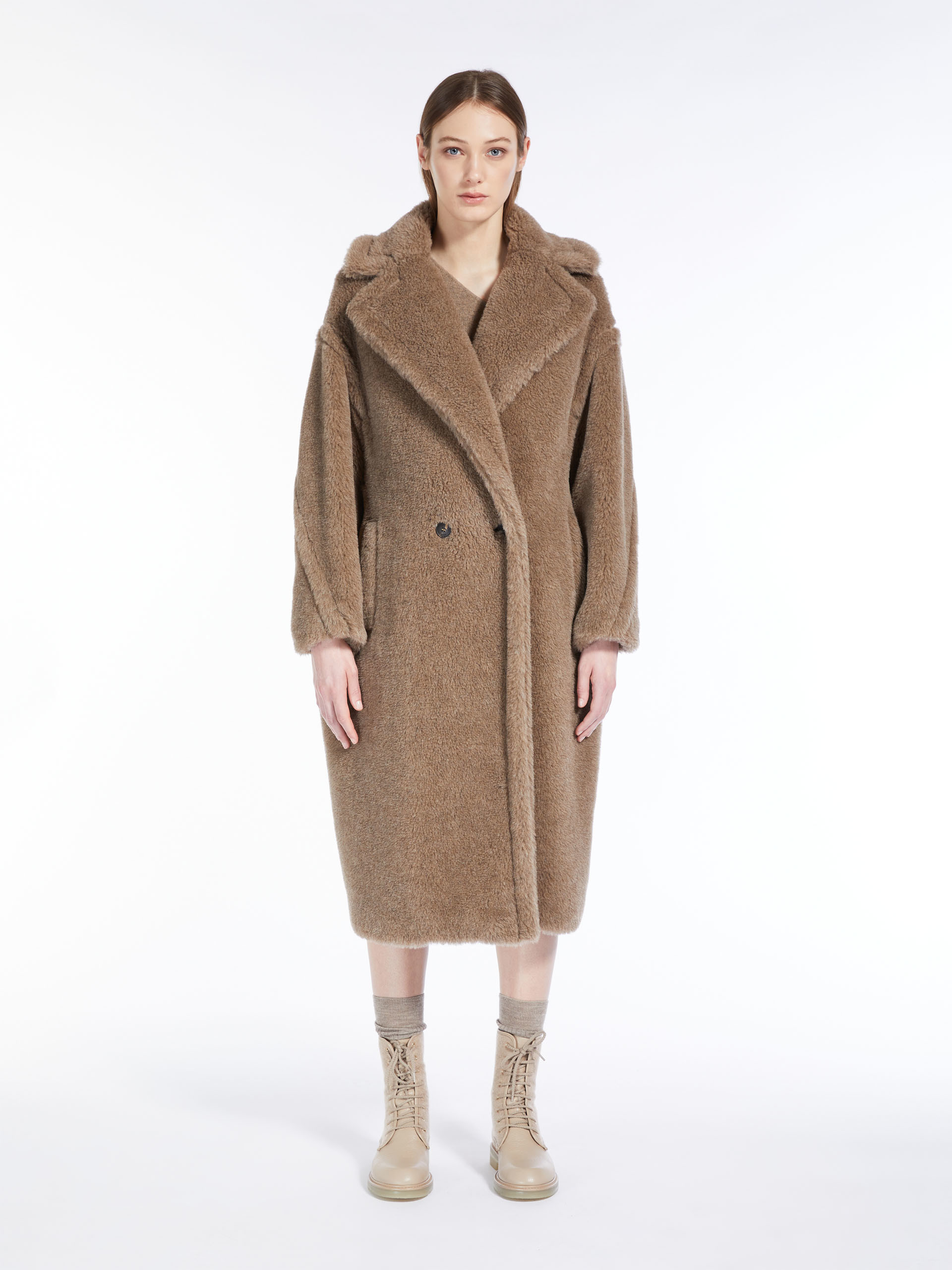 MAX MARA - Teddy Bear Icon Coat in alpaca and cashmere - SAND - MAX MARA SALE