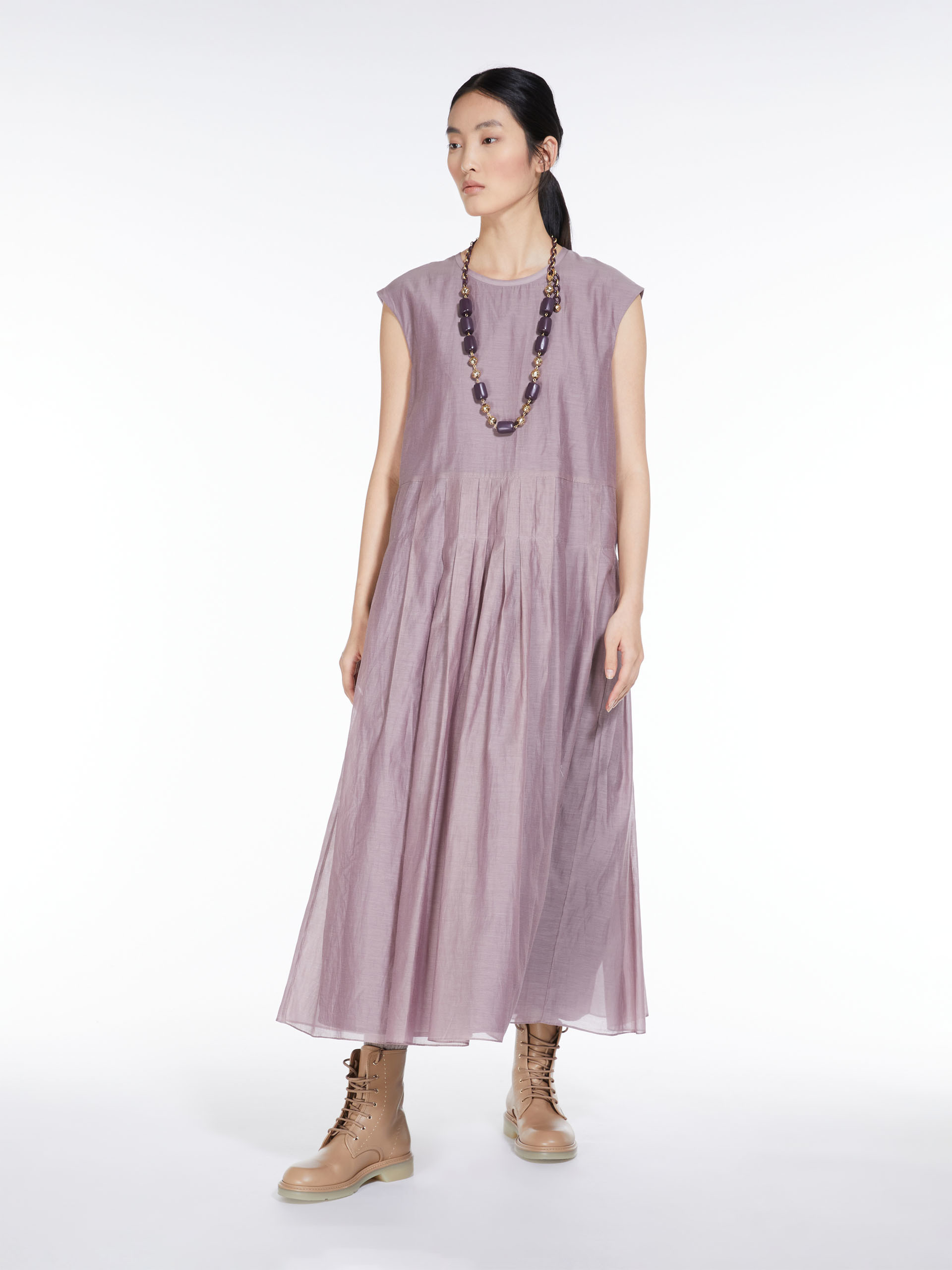 MAX MARA - Cotton and silk voile dress - LILAC - MAX MARA SALE