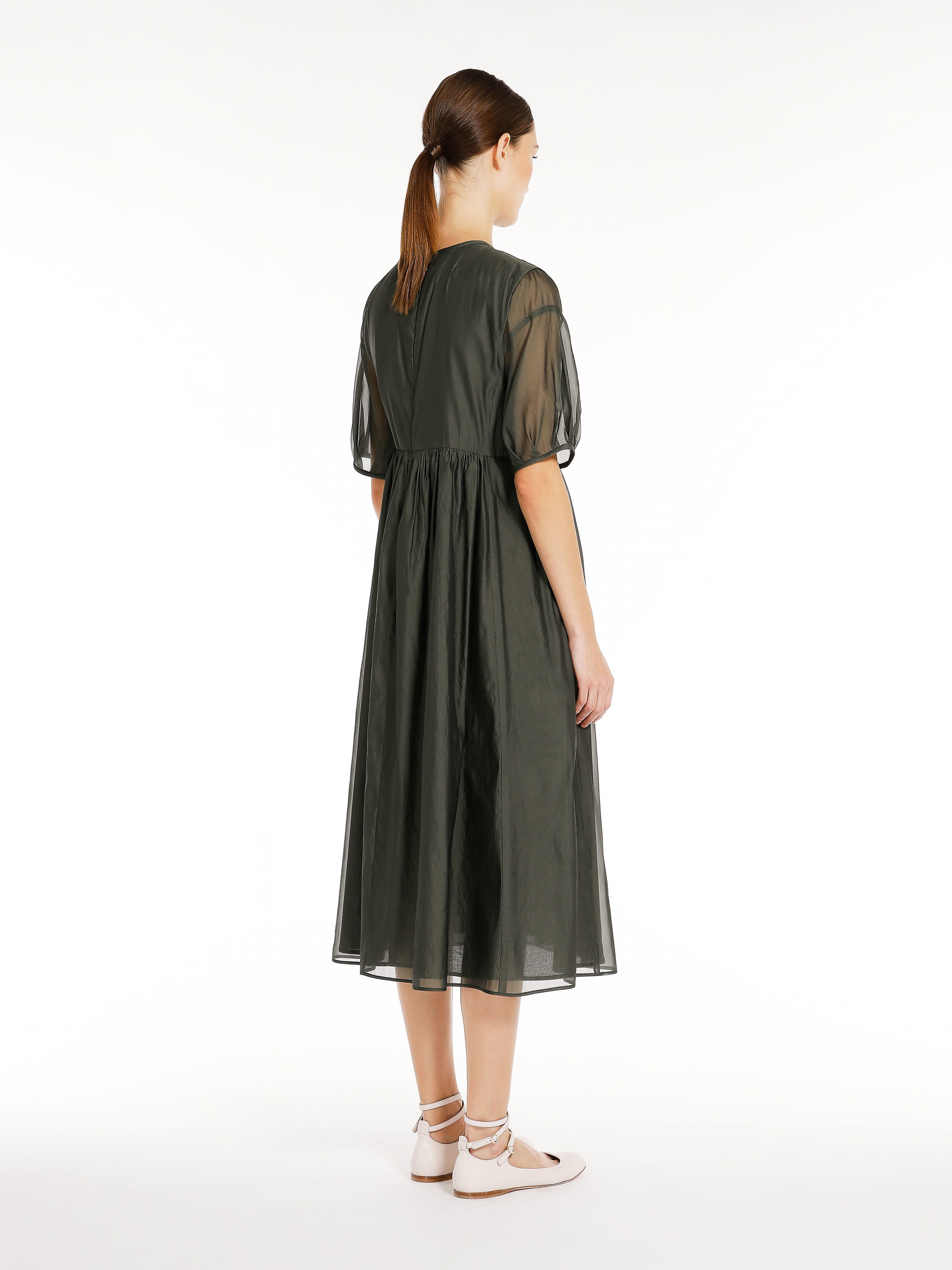 MAX MARA - Cotton and silk organza dress - DARK GREY GREEN - MAX MARA SALE