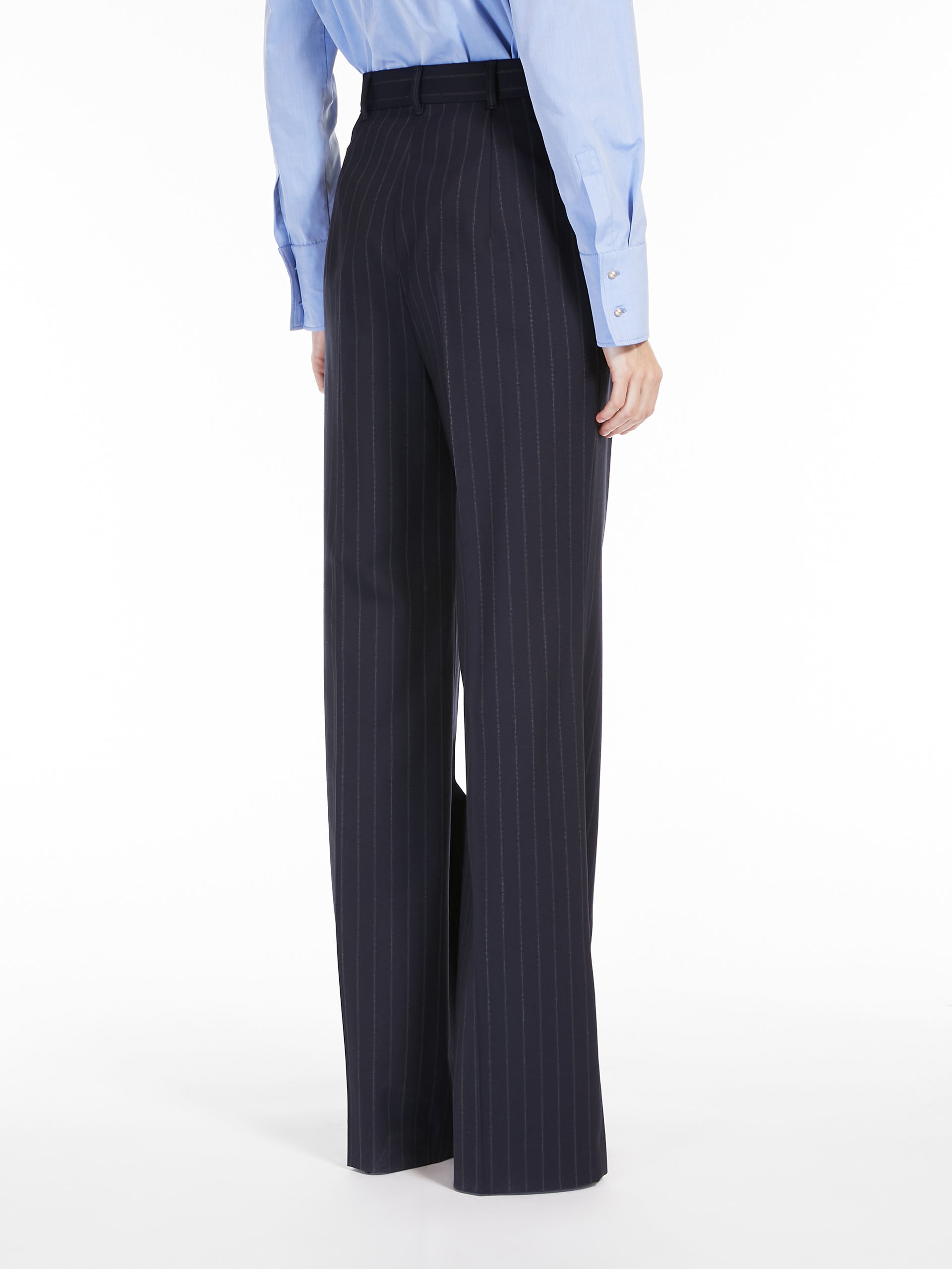 MAX MARA - Long pinstripe gabardine trousers - NAVY - MAX MARA SALE