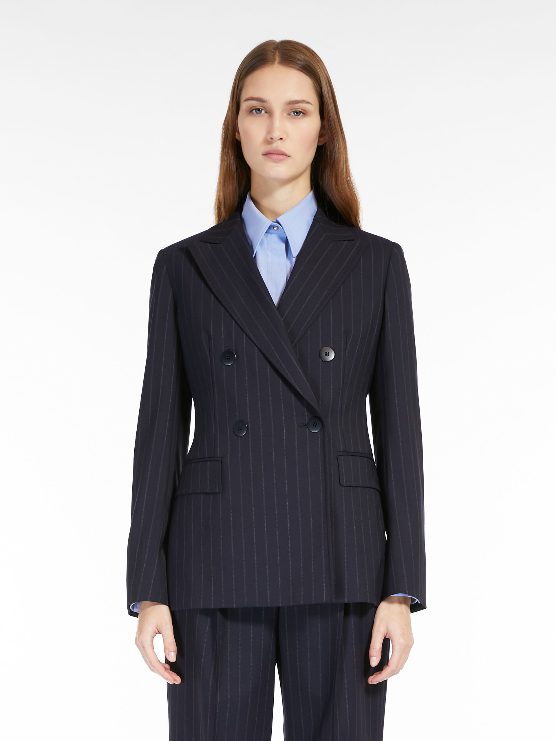 MAX MARA - Pinstripe wool-blend blazer - NAVY - MAX MARA SALE