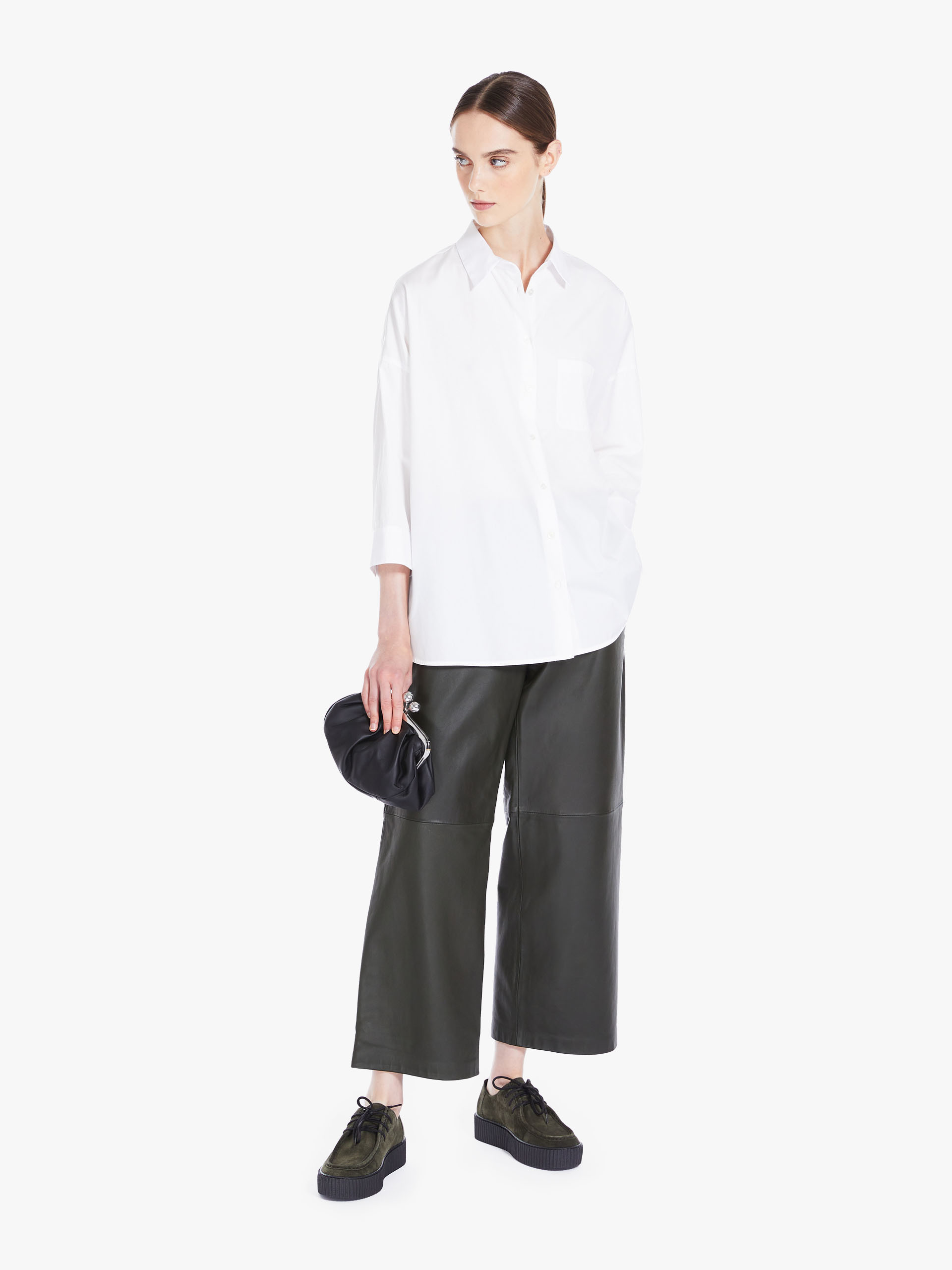 MAX MARA - Loose shirt in striped poplin - OPTICAL WHITE - MAX MARA SALE