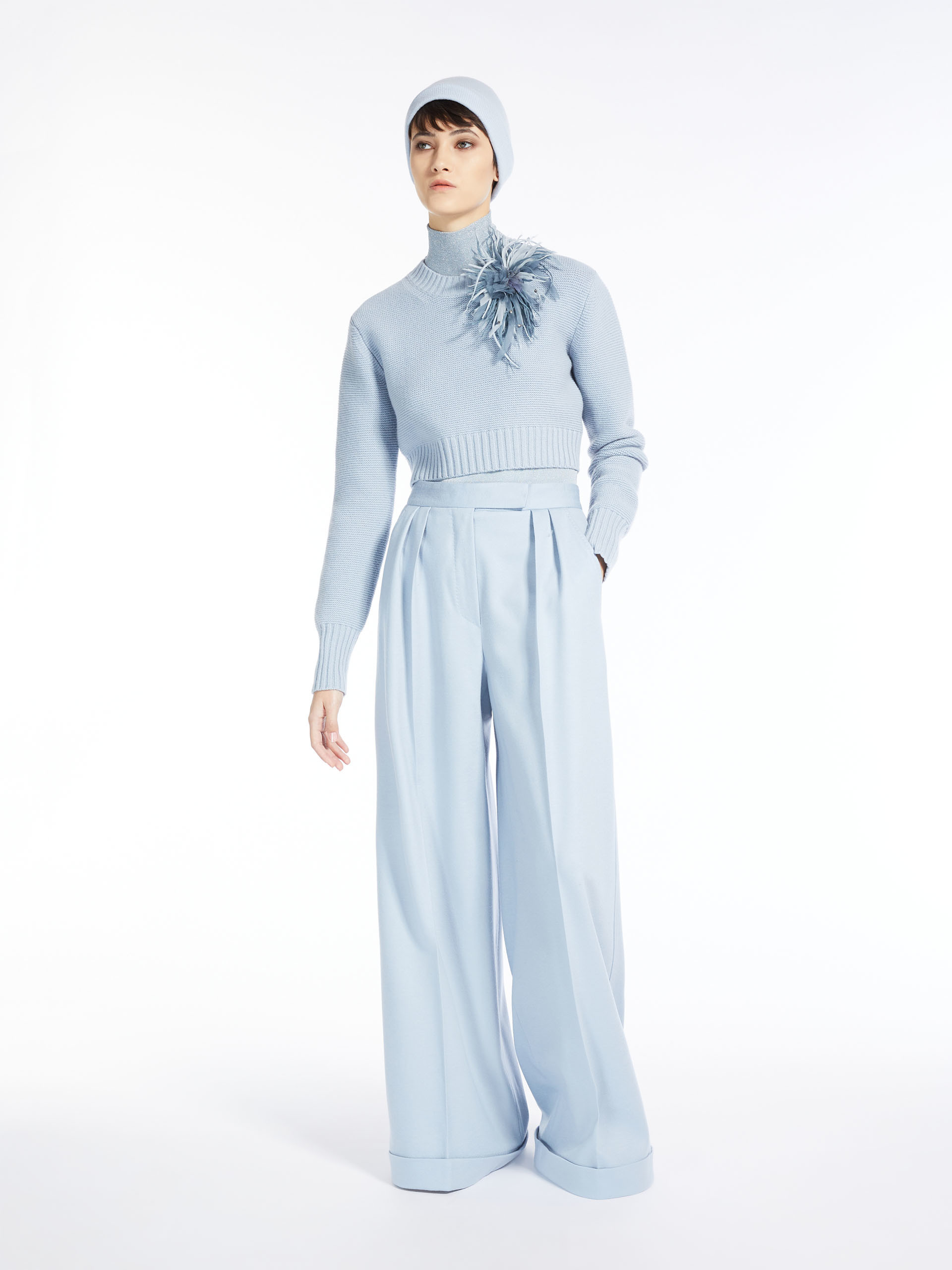 MAX MARA - Cropped, cashmere jumper - LIGHT BLUE - MAX MARA SALE