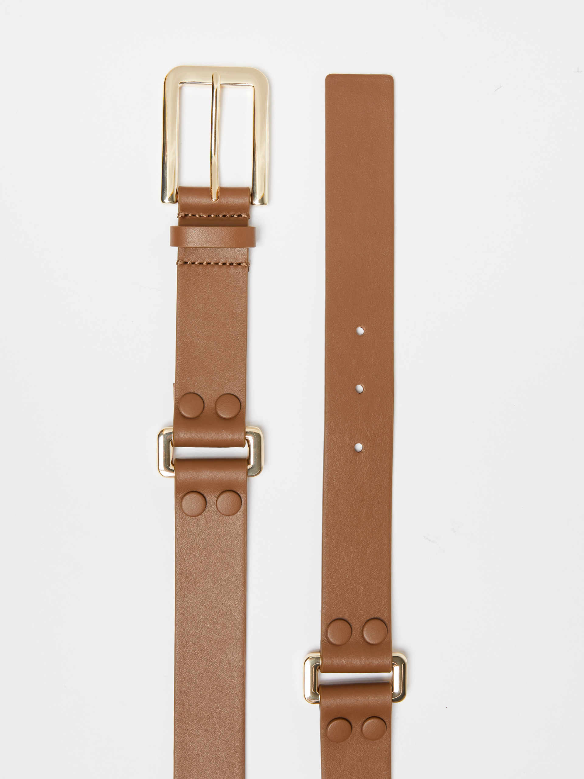 MAX MARA - Leather belt with metallic rings - TOBACCO - MAX MARA SALE