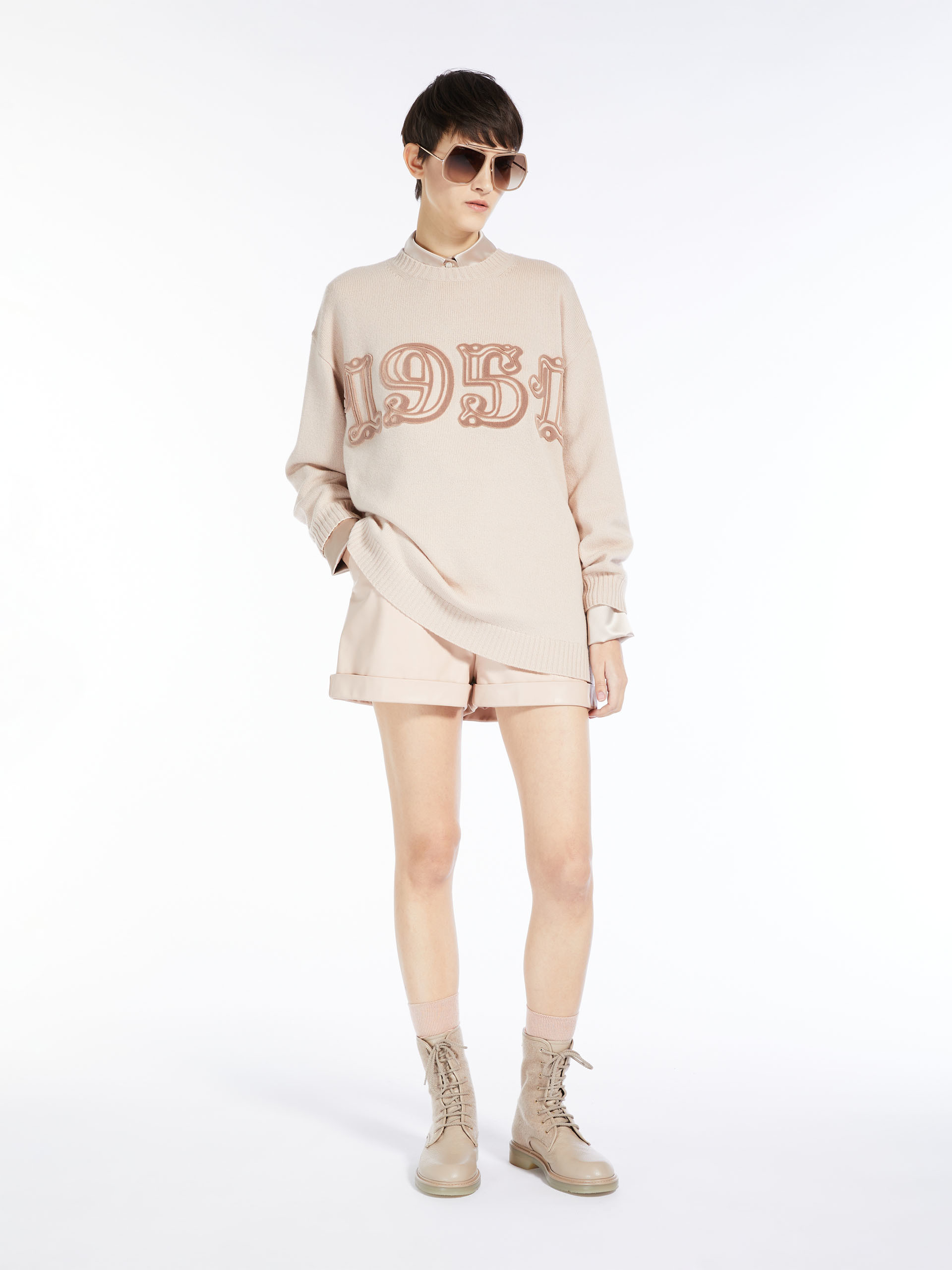 MAX MARA - Wool and cashmere monogram pullover - PINK - MAX MARA SALE