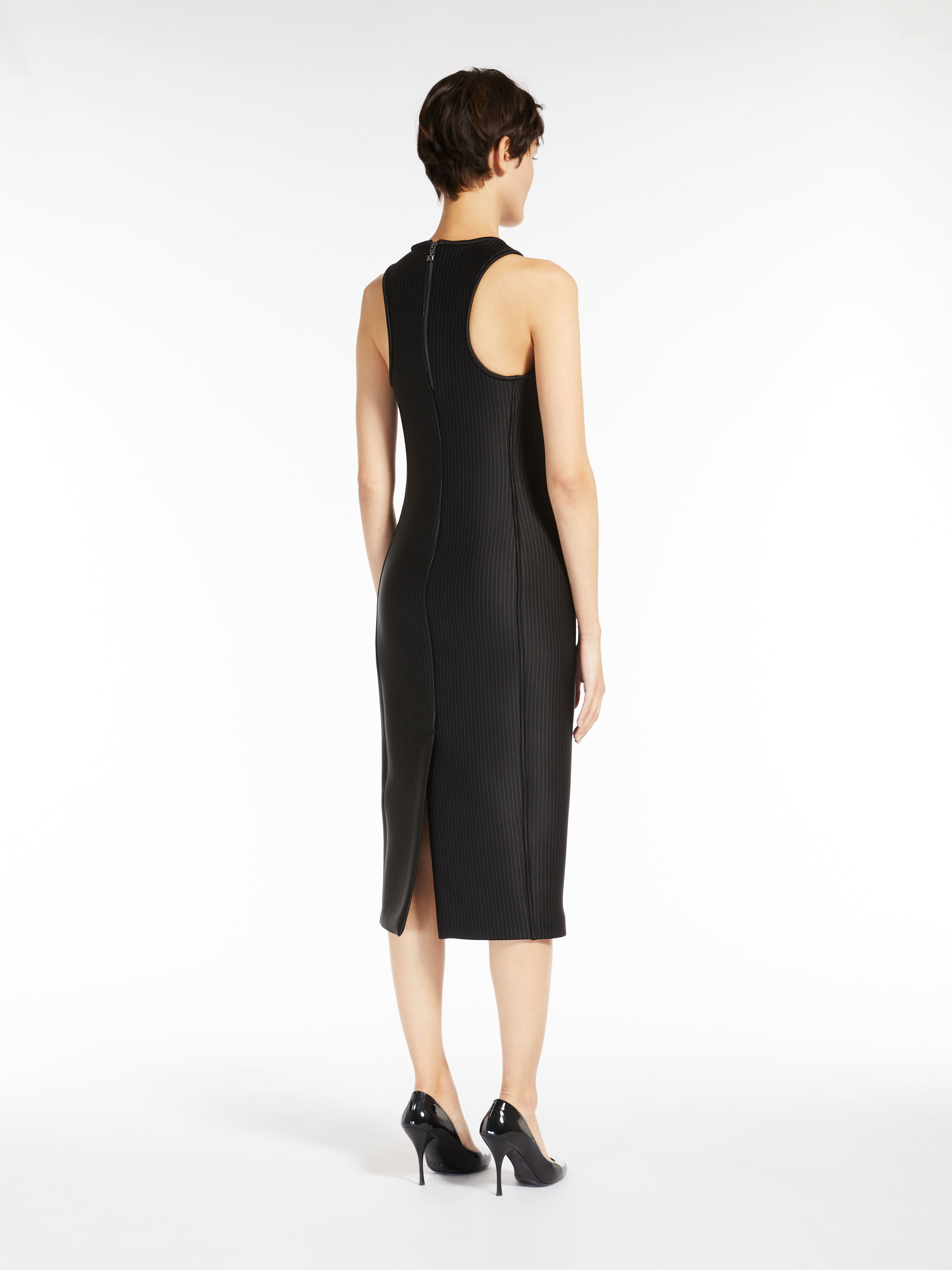 MAX MARA - Technical jersey pinstriped dress - BLACK - MAX MARA SALE