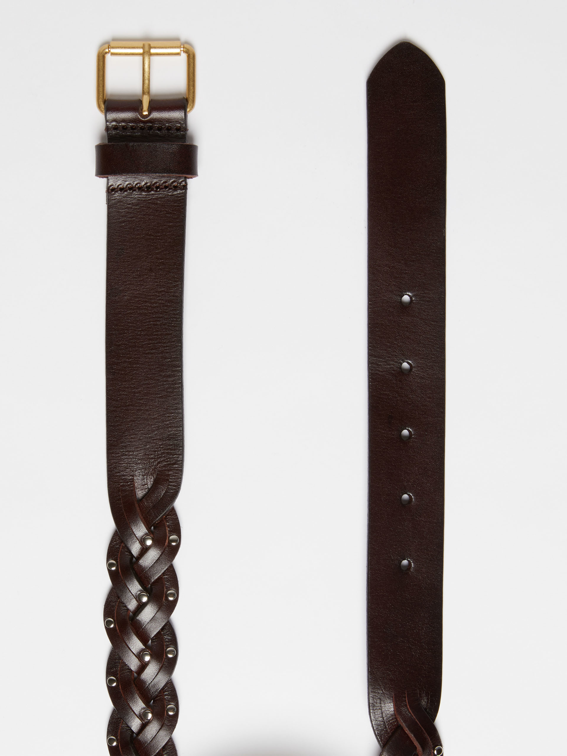 MAX MARA - Plaited leather belt - DARK BROWN - MAX MARA SALE