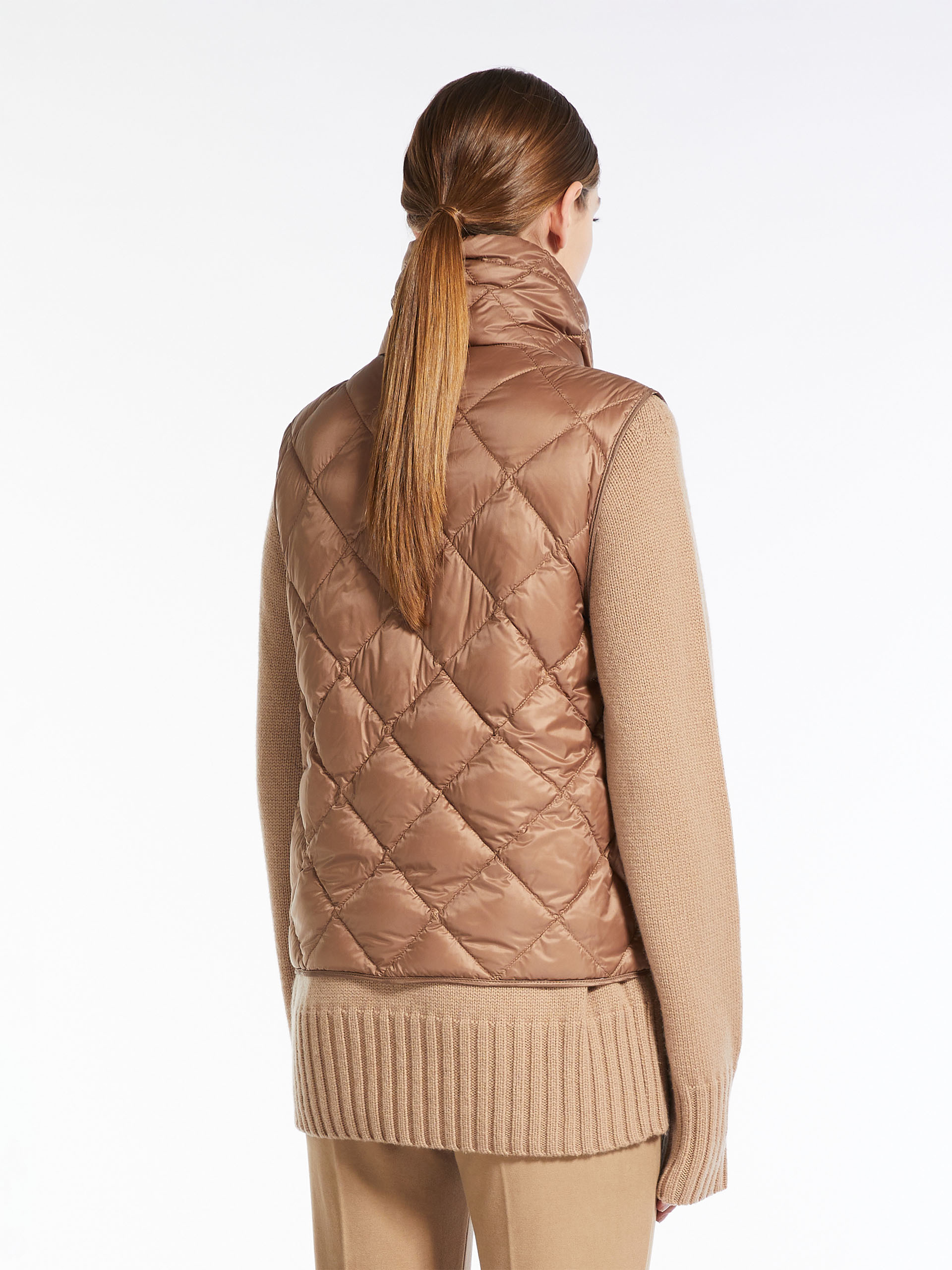 MAX MARA - Short gilet in water-resistant canvas - CAMEL - MAX MARA SALE