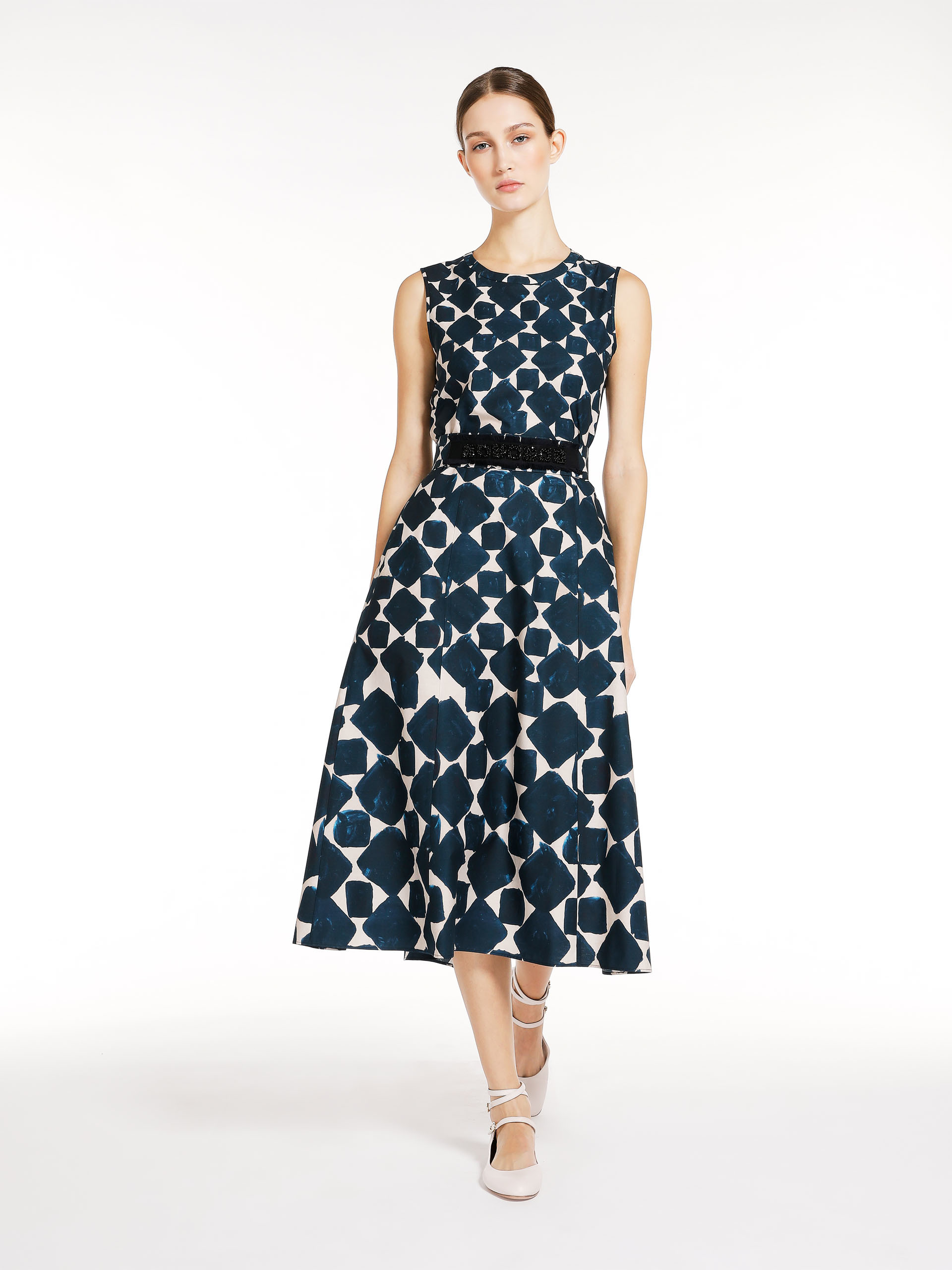 MAX MARA - Printed poplin dress - NAVY - MAX MARA SALE