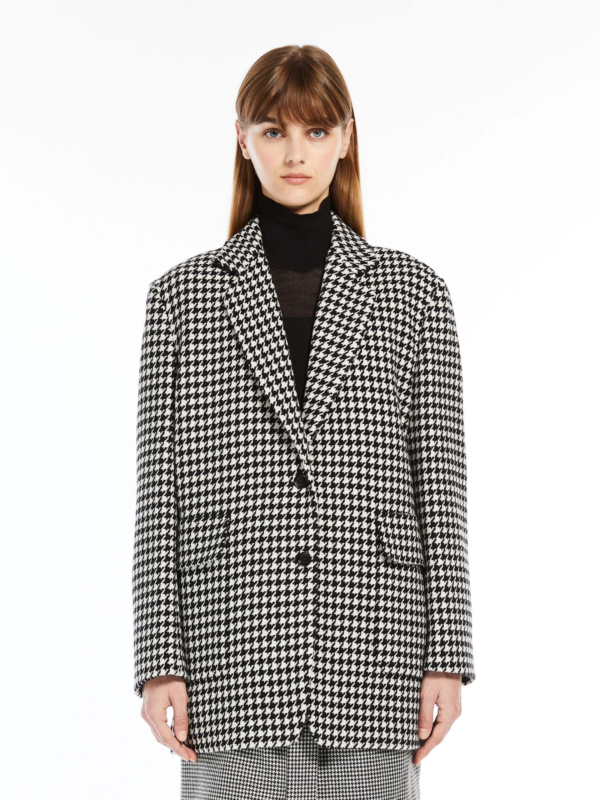 MAX MARA - Patterned wool blazer - BLACK WHITE - MAX MARA SALE