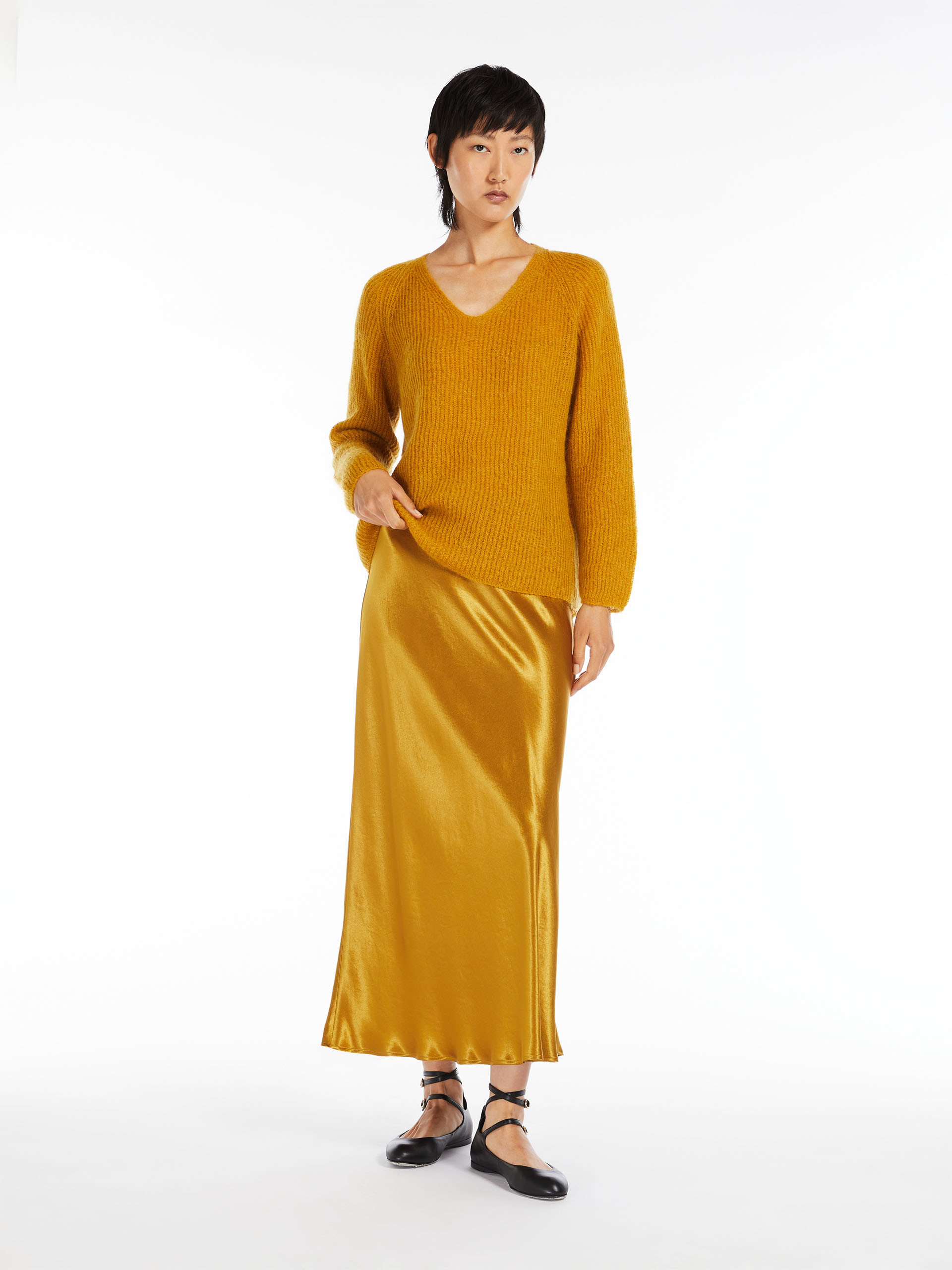 MAX MARA - Mohair yarn sweater - OCHRE - MAX MARA SALE