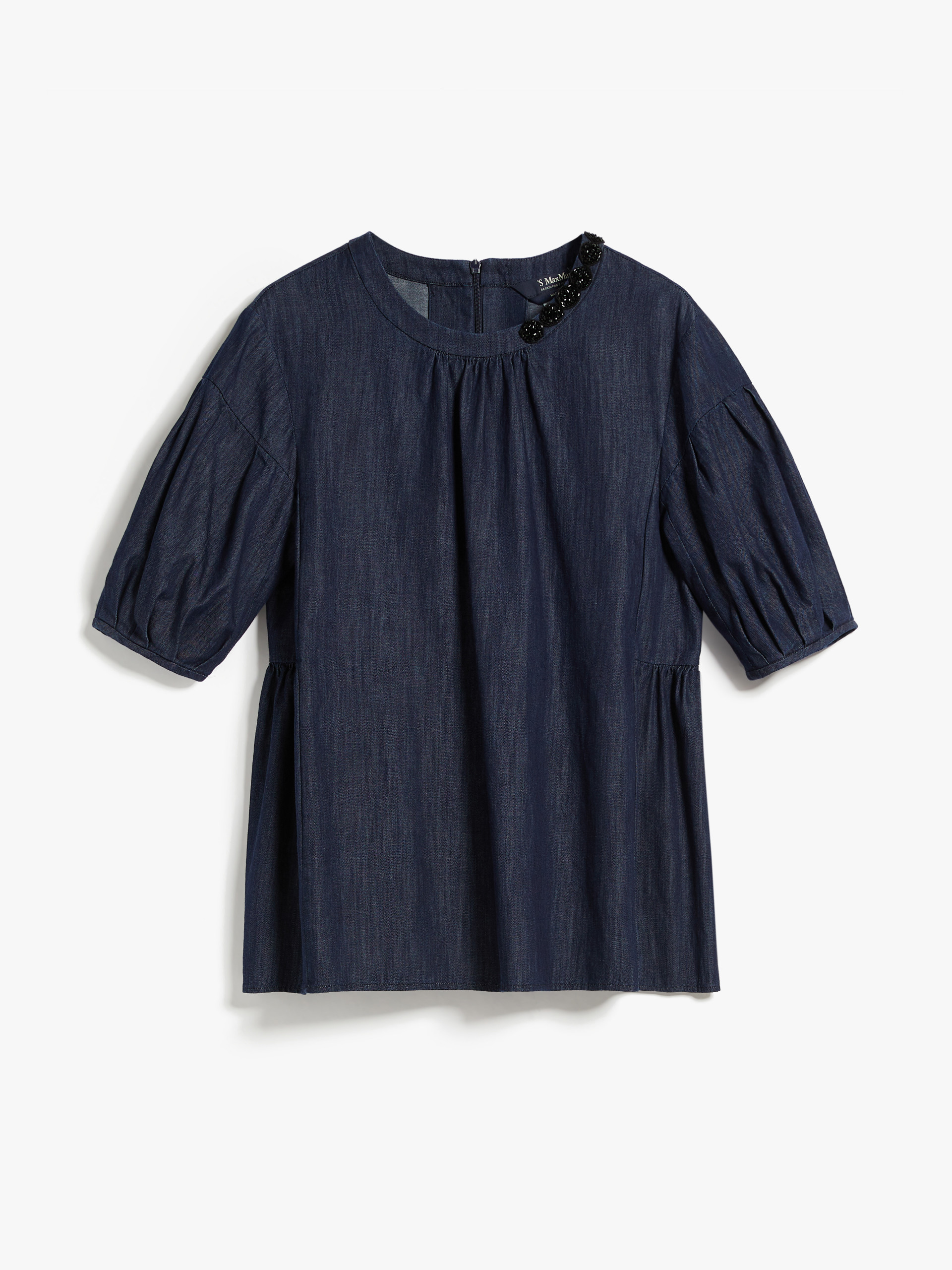 MAX MARA - Cotton denim T-shirt - NAVY - MAX MARA SALE