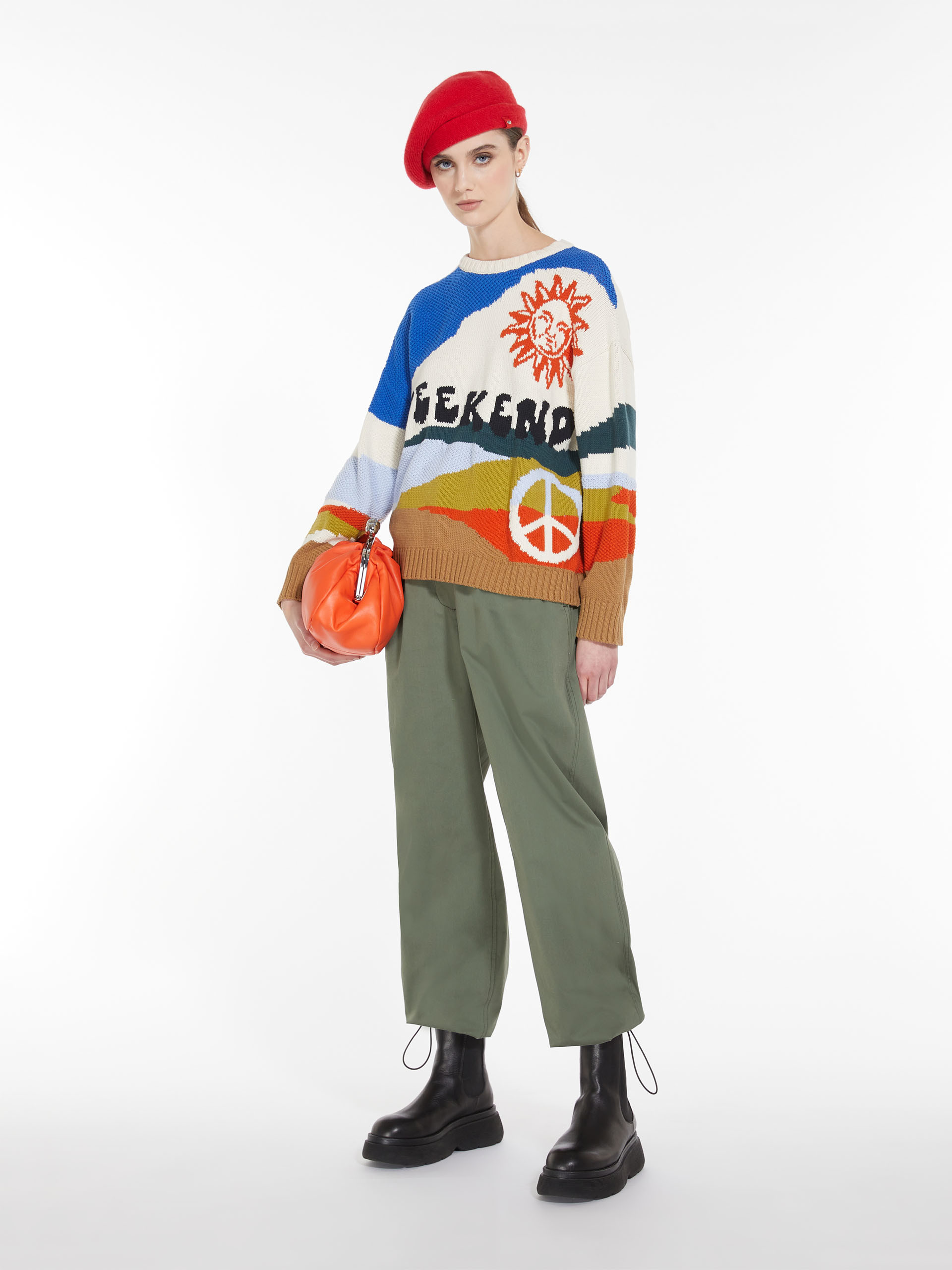 MAX MARA - Intarsia cotton knit - LIGHT BLUE - MAX MARA SALE